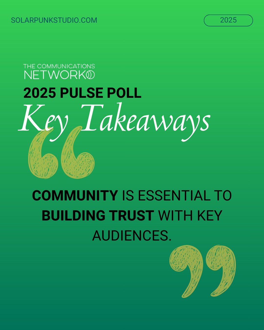Q: What&rsquo;s top of mind for communications pros as they try to stay ahead in the age of AI-generated content?

A: It&rsquo;s all about trust.

@thecomnetwork has some great insights on building audience trust through their 2025 Pulse Poll. Here a