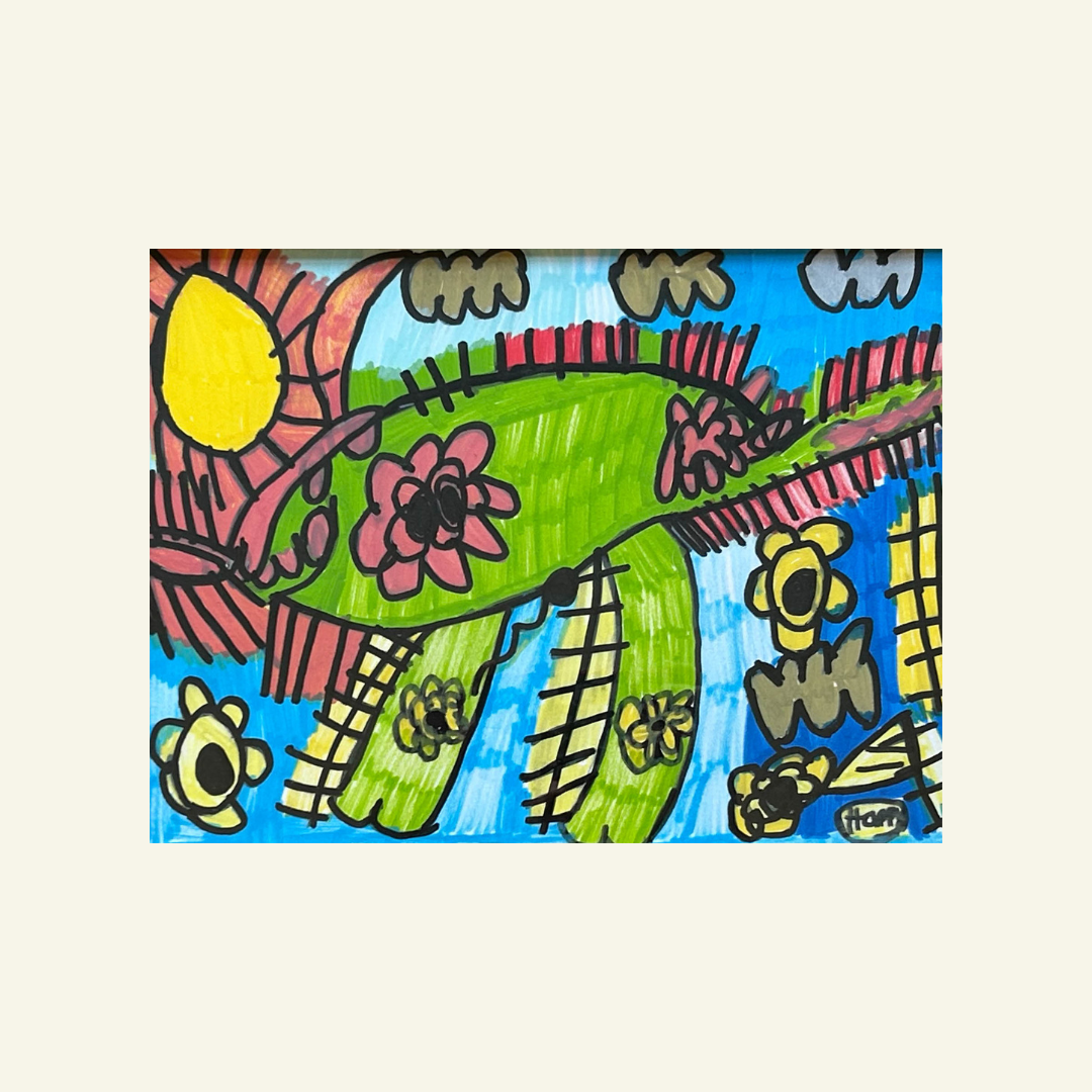 Flower Dino by Happy Waterman