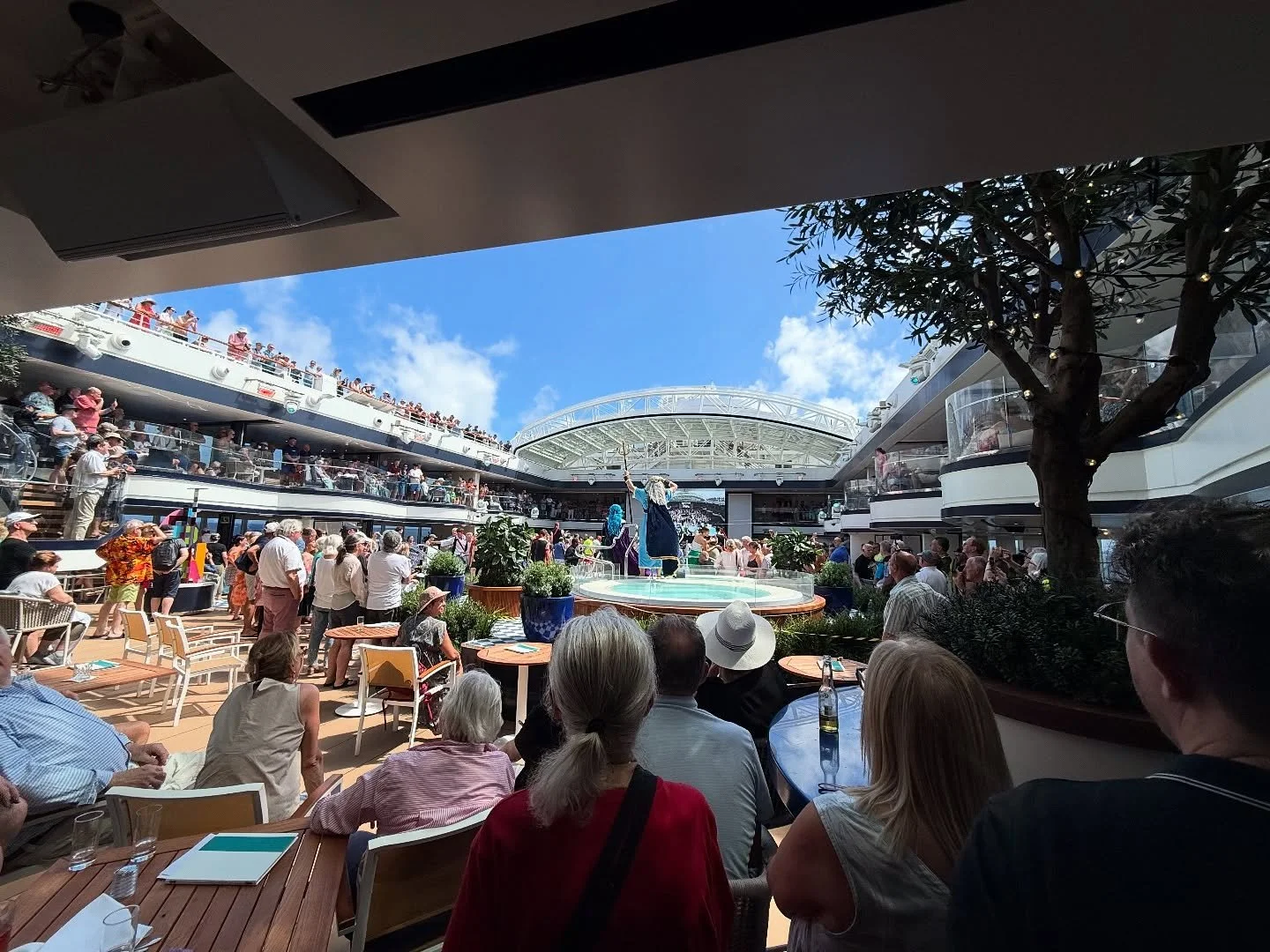 Neptune was pleased while he oversaw some pollywogs become shellbacks yesterday aboard the #cunardqueenanne. 

Neptune knows how to party. 

@cunardline #cruiseshipmagician #shiplife #crossingtheline #equator #cunard