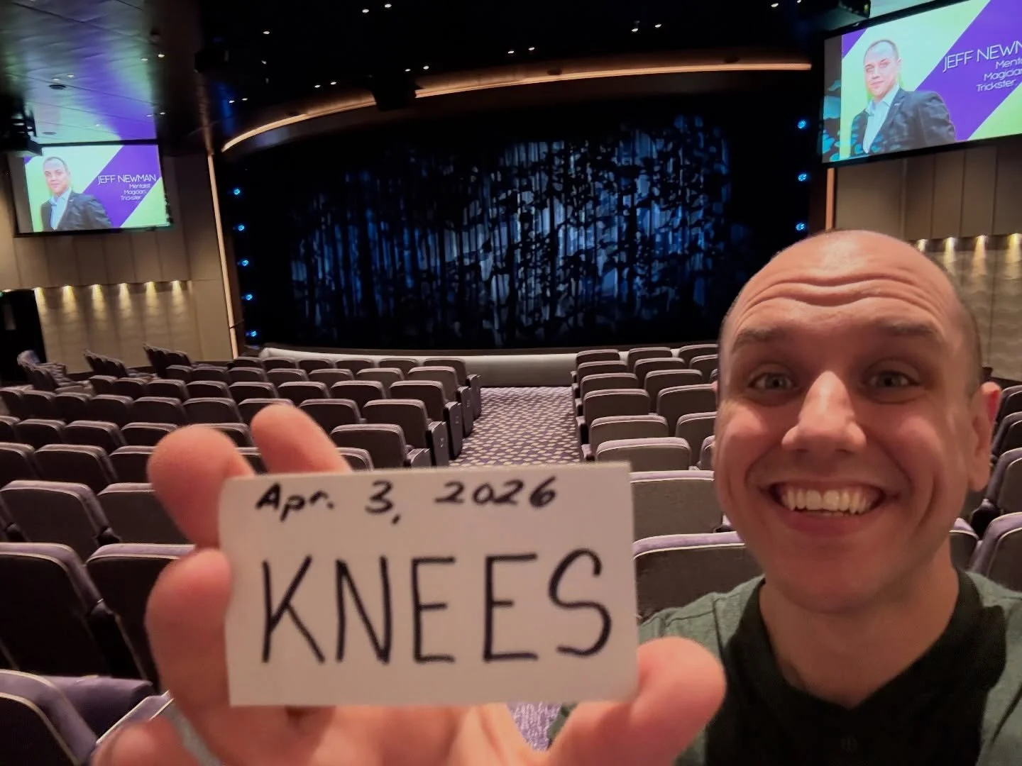 Just minutes away from my first show here on the Queen Anne! Thank you all for joining me tonight! 

More importantly, thank you for thinking of the word KNEES tonight! 

#cruiseshipmagician #queenanne @cunardline