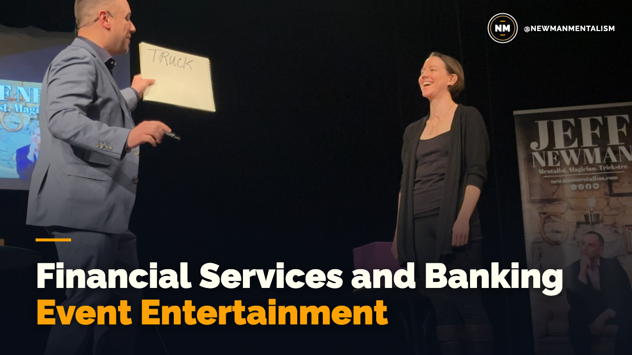Editorial title card reading "Financial Services and Banking Event Entertainment."