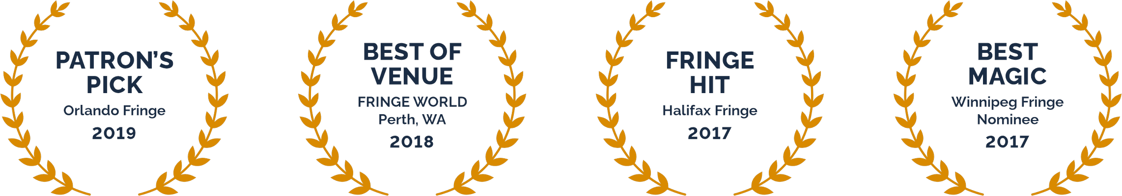Jeff Newman's awards: Patron's Pick, Orlando Fringe 2019; Best of Venue, Fringe World Perth 2018; Fringe Hit, Halifax Fringe 2017; Best Magic Nominee, Winnipeg Fringe 2017