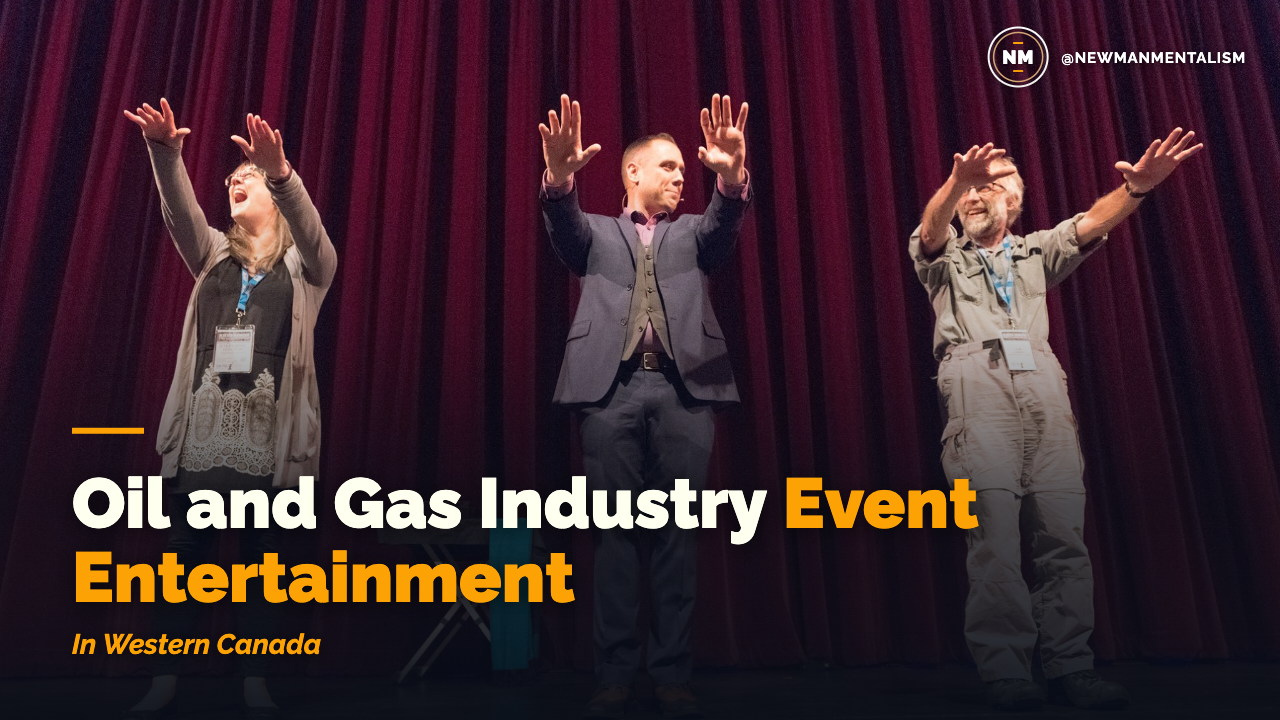 Editorial title card reading "Oil and Gas Industry Event Entertainment in Western Canada."