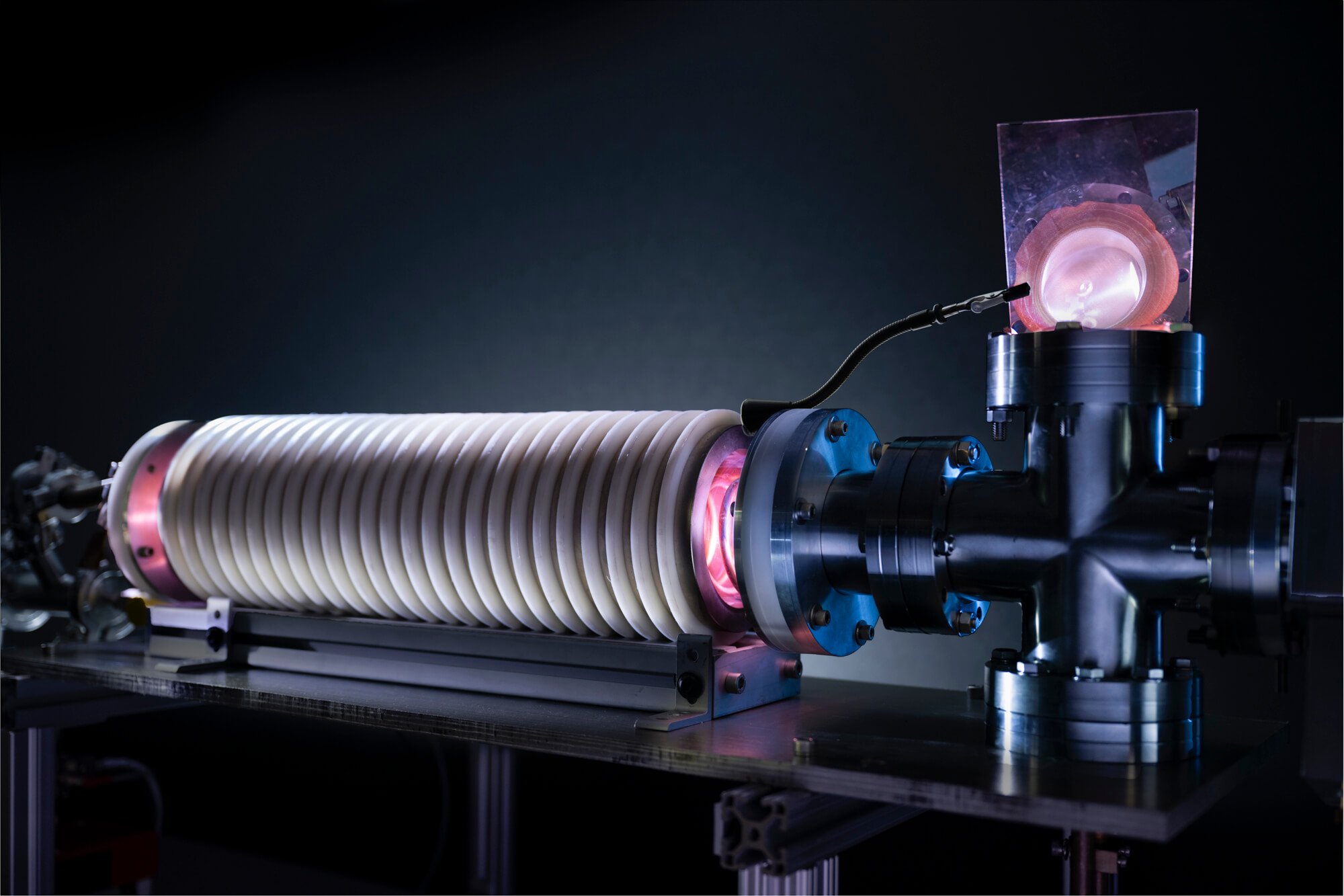 Ion Cyclotron with ionized plasma vapor reaction. Aerospace photography for Los Angeles-based Astro Forge
