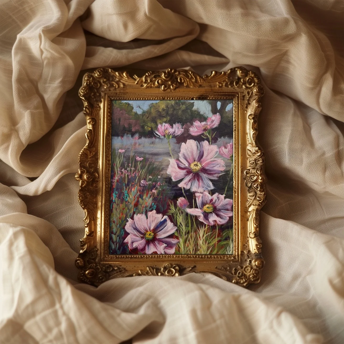 This is one of the very first pieces of the Conversations with Flowers series I painted back in March at my beach house in Alligator Point. I spent a week on the porch of our cottage exploring ideas of texture, layers, and even finger painted some!! 