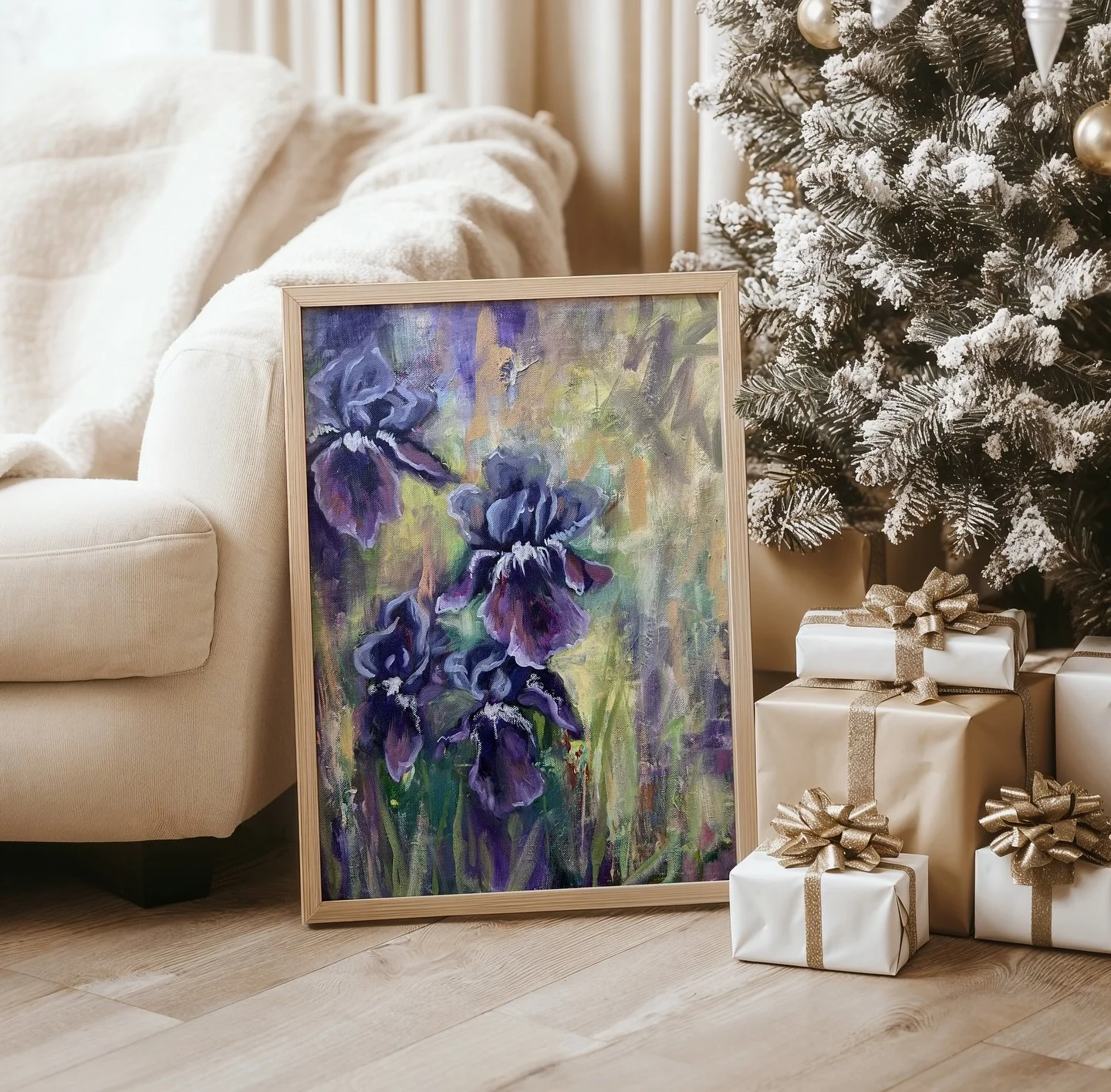 When one of my neighbors posted a photo of these irises in my local gardening Facebook page I immediately wanted to paint them! The flowers were originally planted by her grandmother and had been transplanted  to their various family homes for three 