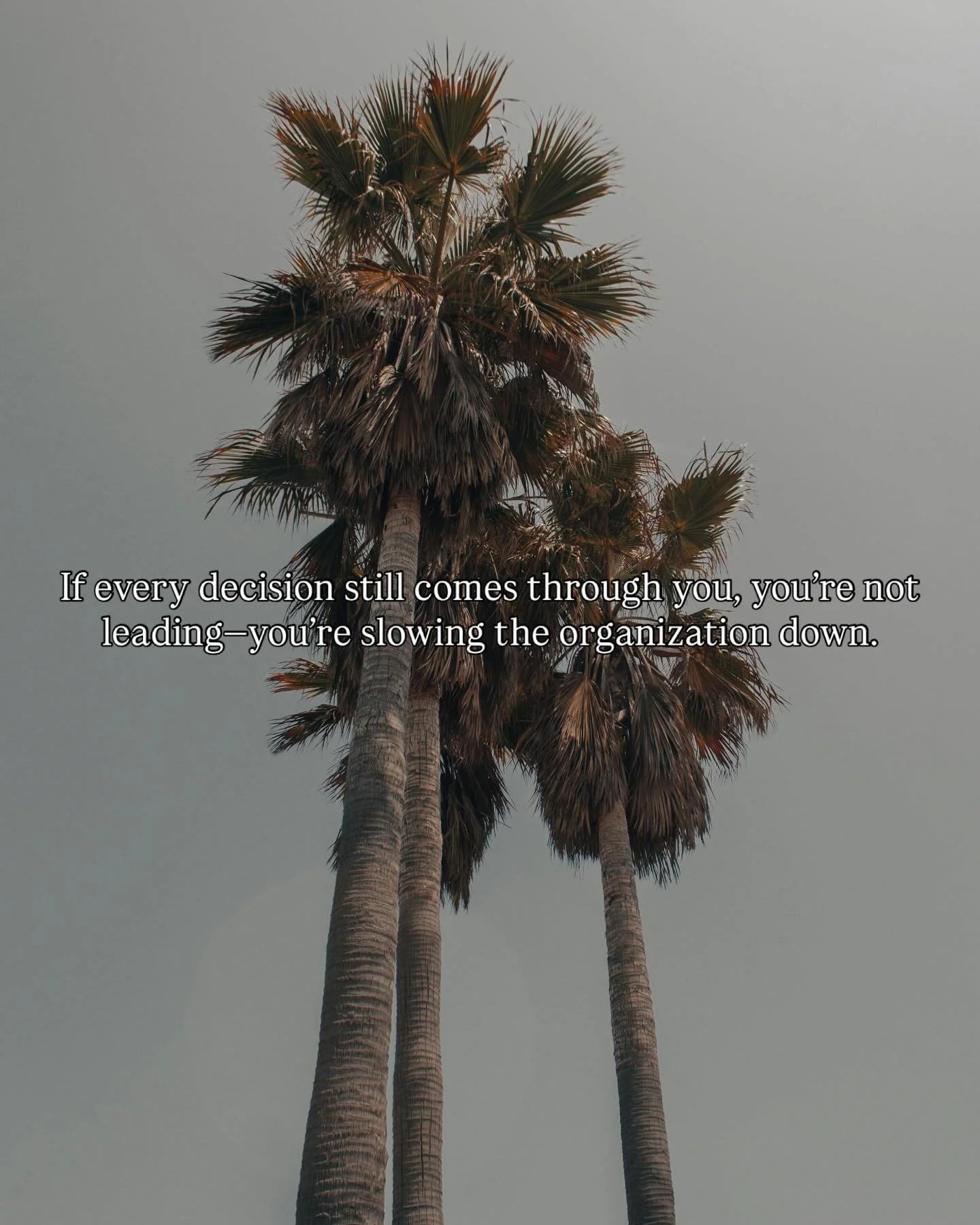 If every decision still comes through you, you&rsquo;re not leading&mdash;you&rsquo;re slowing the organization down.
Control feels safe.
It&rsquo;s also expensive.
⬆️ Leadership scales when decisions don&rsquo;t bottleneck at the top.

Share this wi