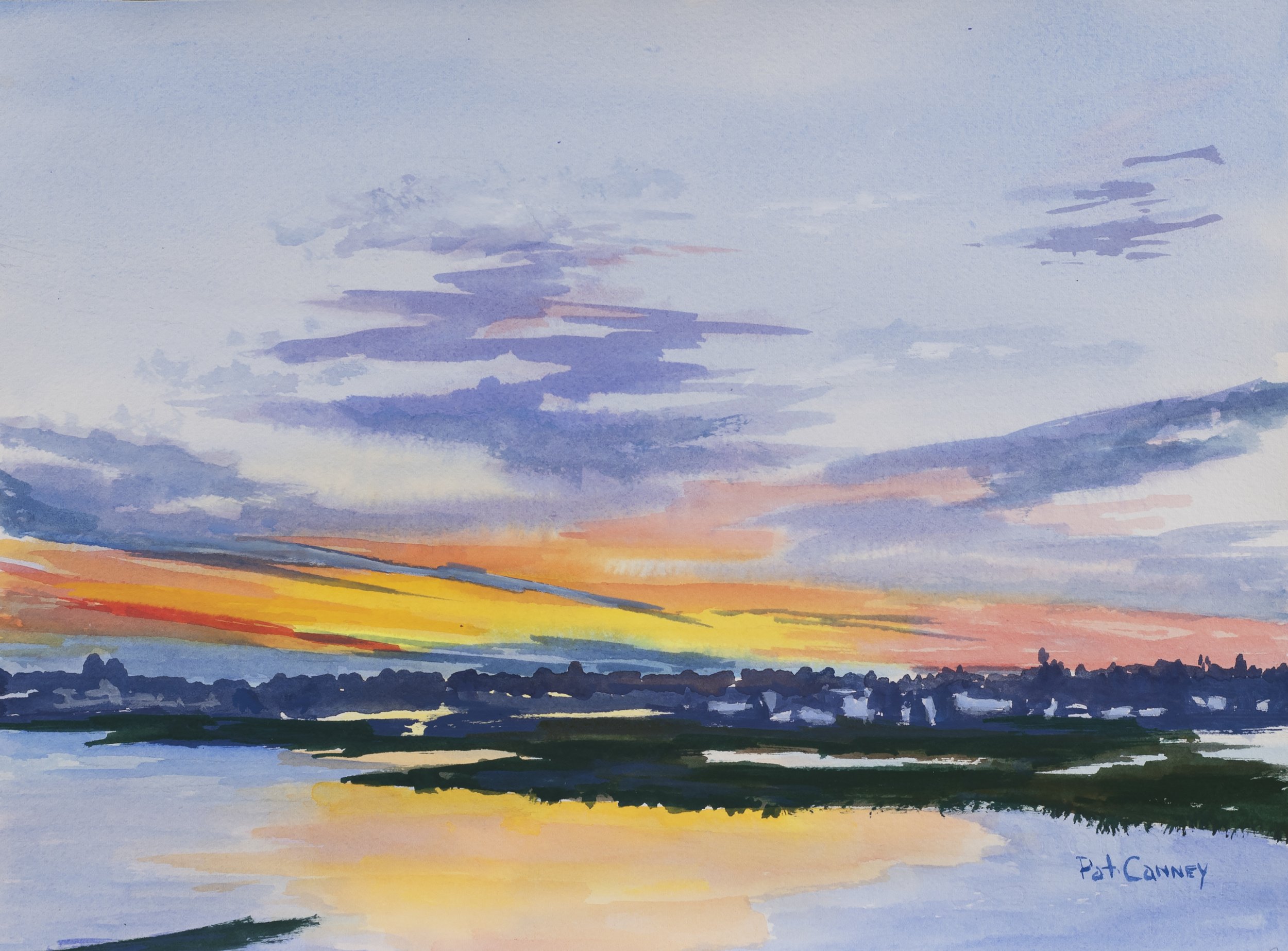 Evening on Ogunquit Marsh - 18x14.5 - Acrylic Gouache - $275