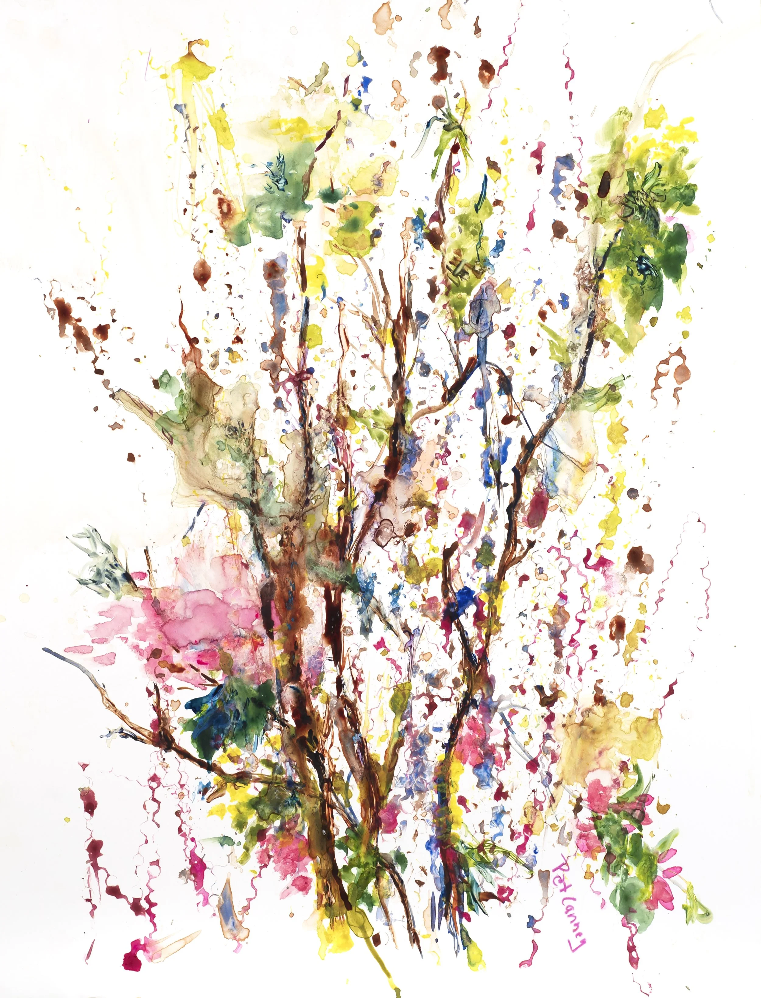 Spring Buds- 14.25x17.5-Watercolor on Yupo-$250