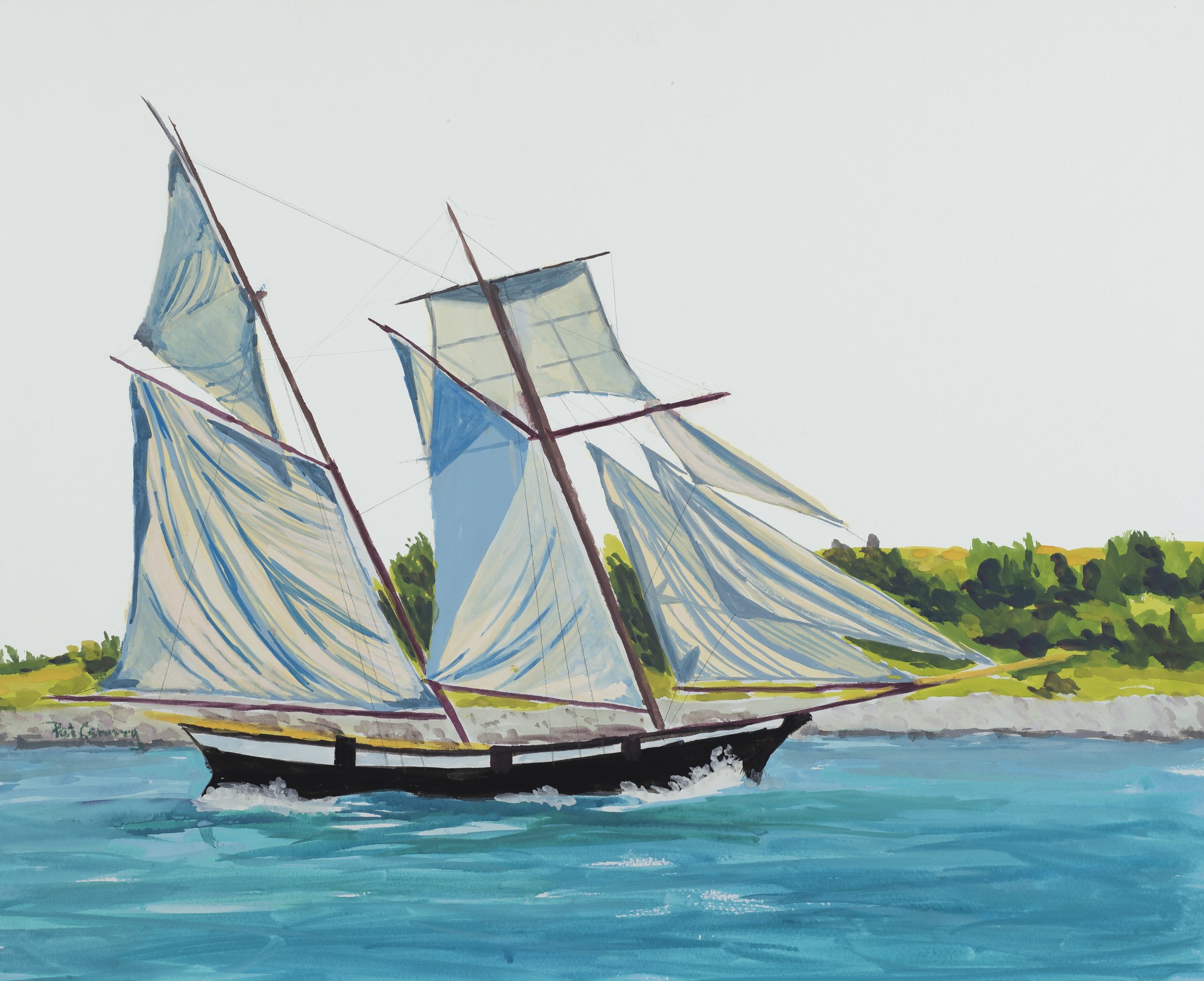 Sail Boston 2026 - 22.25x19 - Designer Gouache on Mi-Tientes - $375
