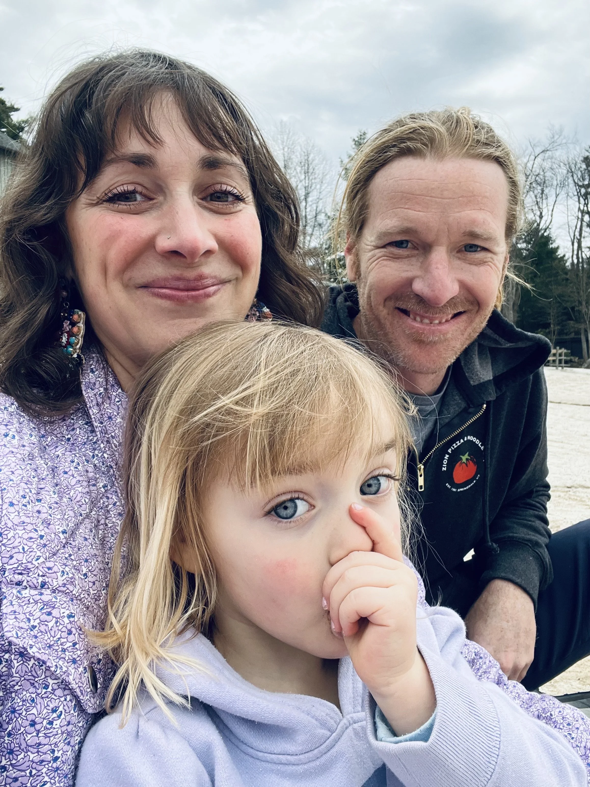 Photo of the owner of the company and his wife and daughter