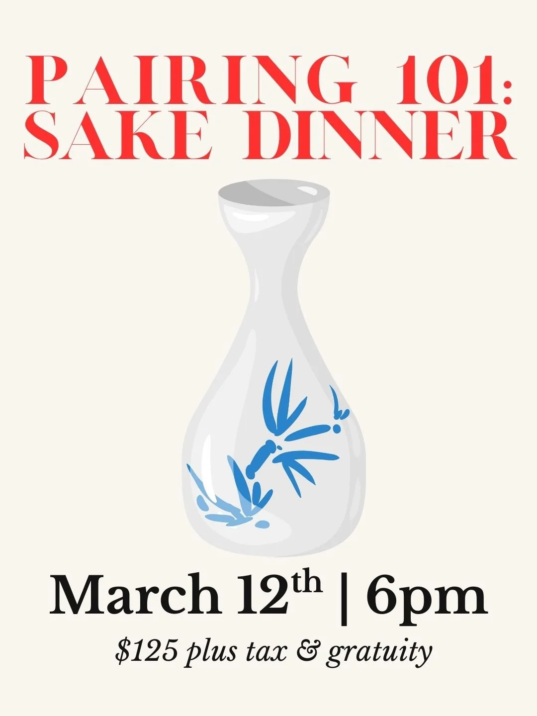 3/12 Sake 101 Dinner