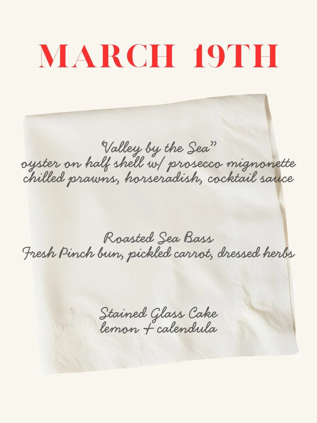 3/19 Thursday Night Dinner Series