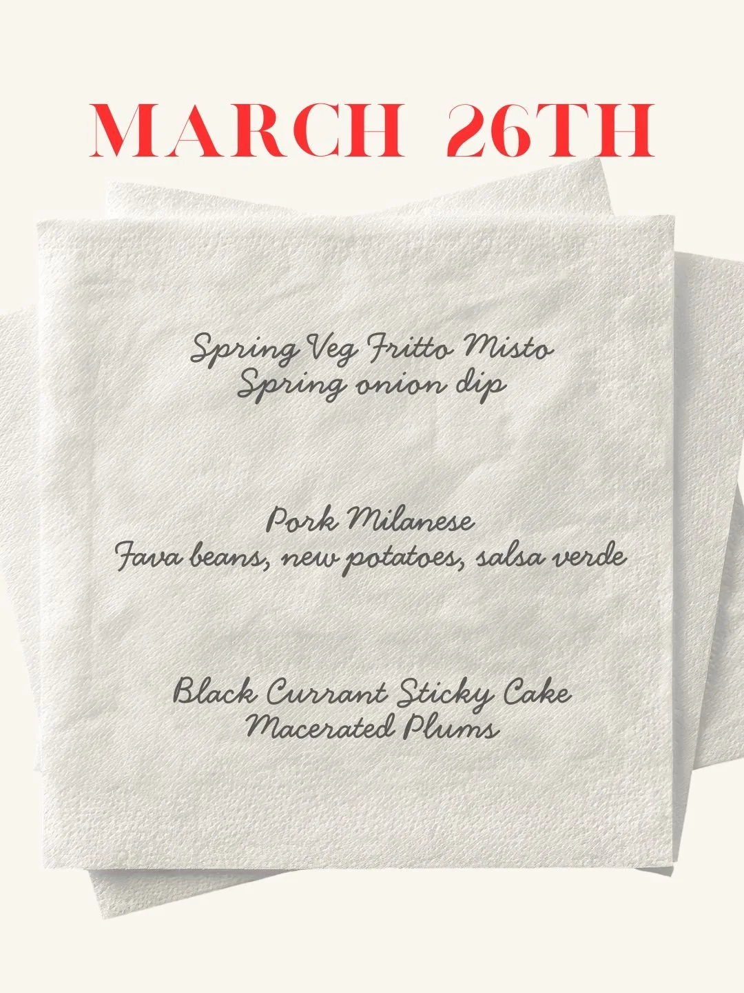 3/26 Thursday Night Dinner Series