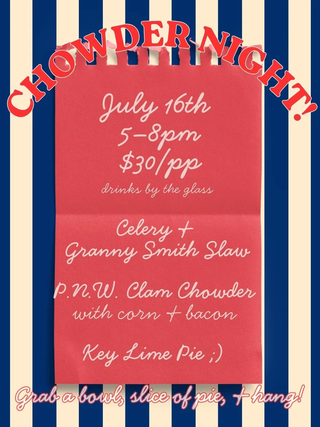 7/16 Chowder Night