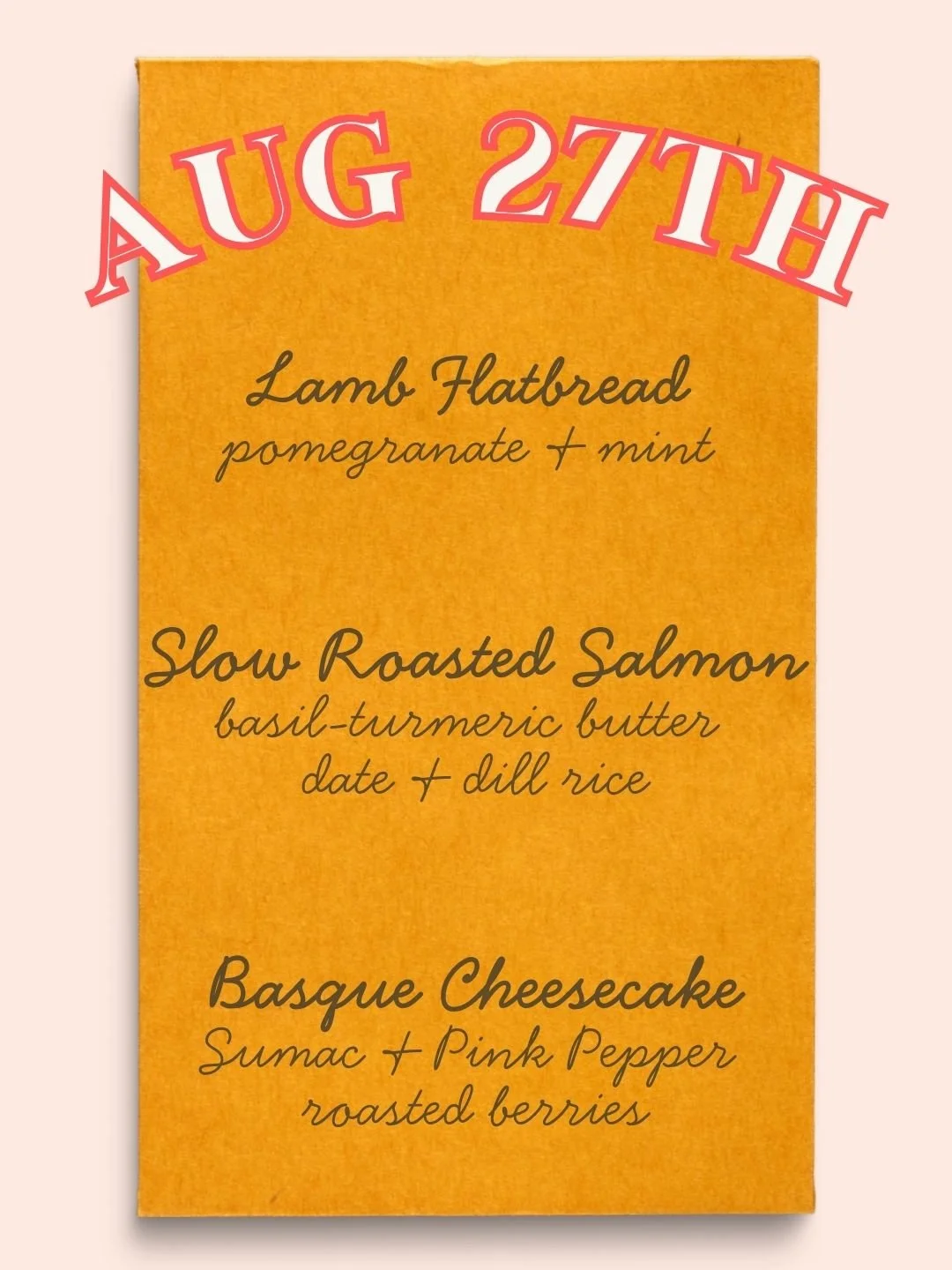 8/27 Thursday Night Dinner