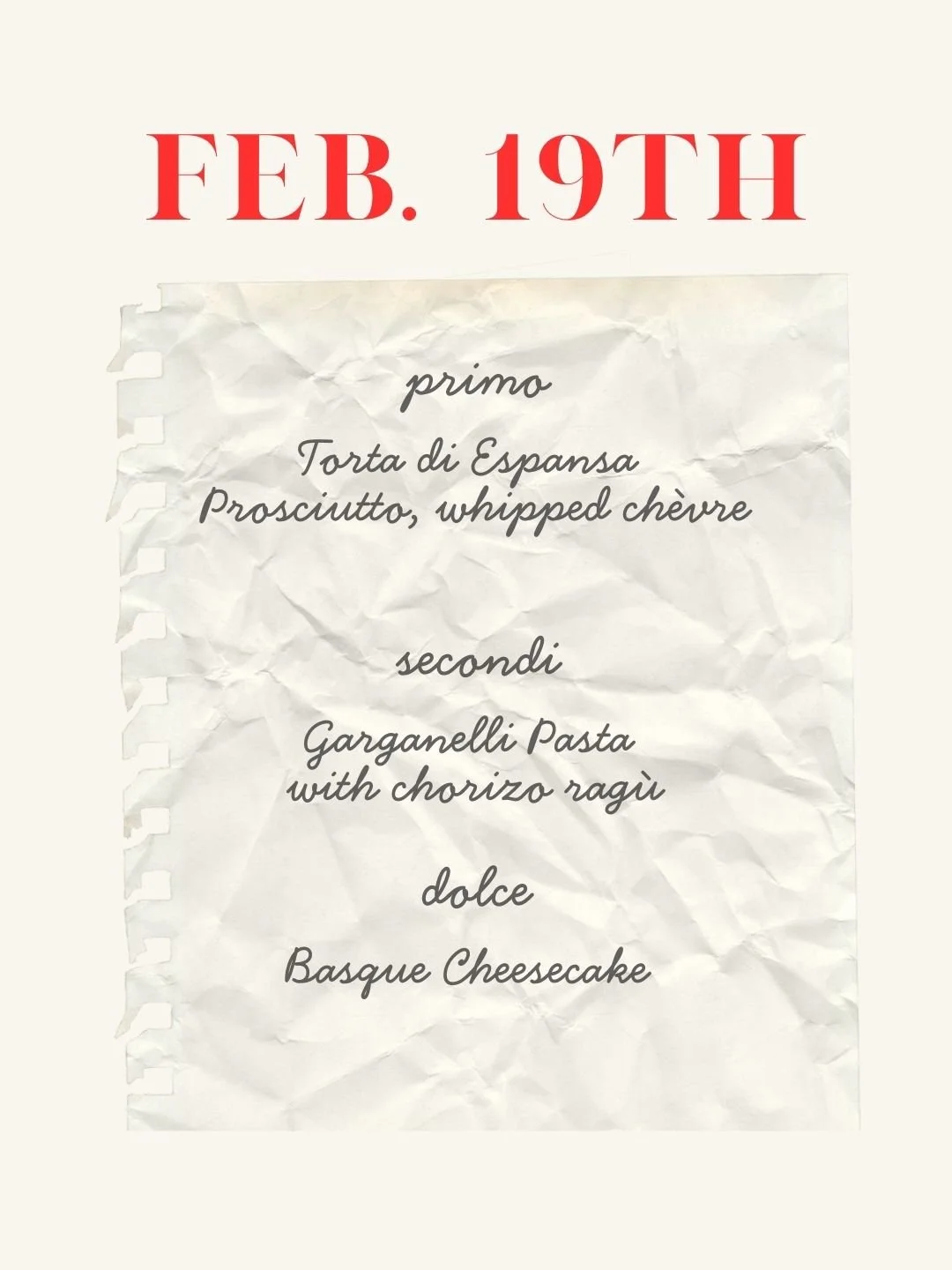 2/19 Thursday Night Dinner Series