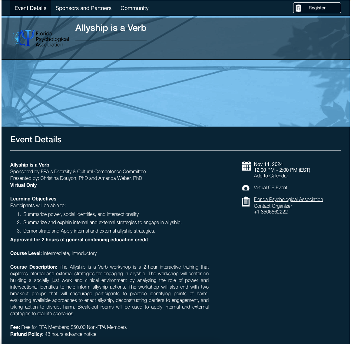 Flyer for Allyship is a Verb Presentation