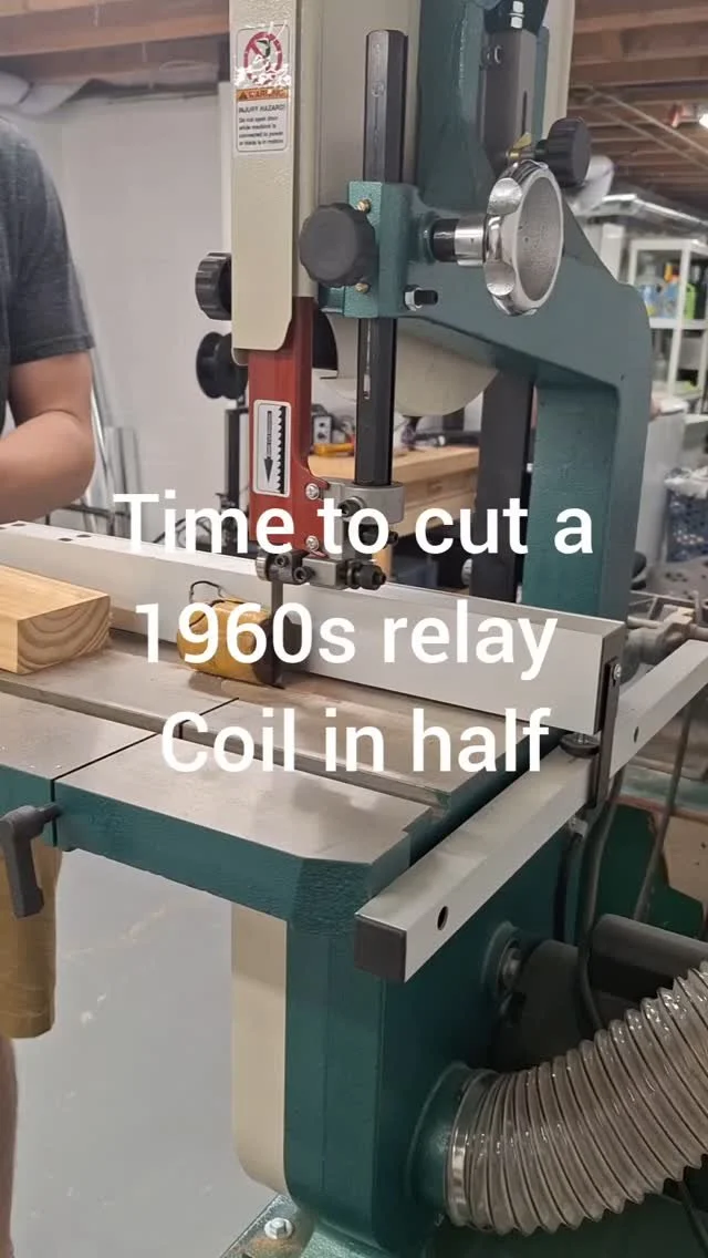 This relay is off of a 1960's relay logic Otis. The coil before I cut it in half read infinity resistance meaning there must have been a break in the windings somewhere. Anyway I decided to cut it in half to see what it looks like.#elevators #electro