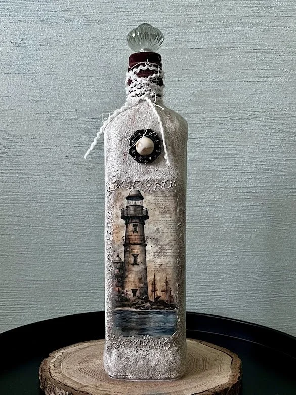 Decorated Bottle - Lighthouse