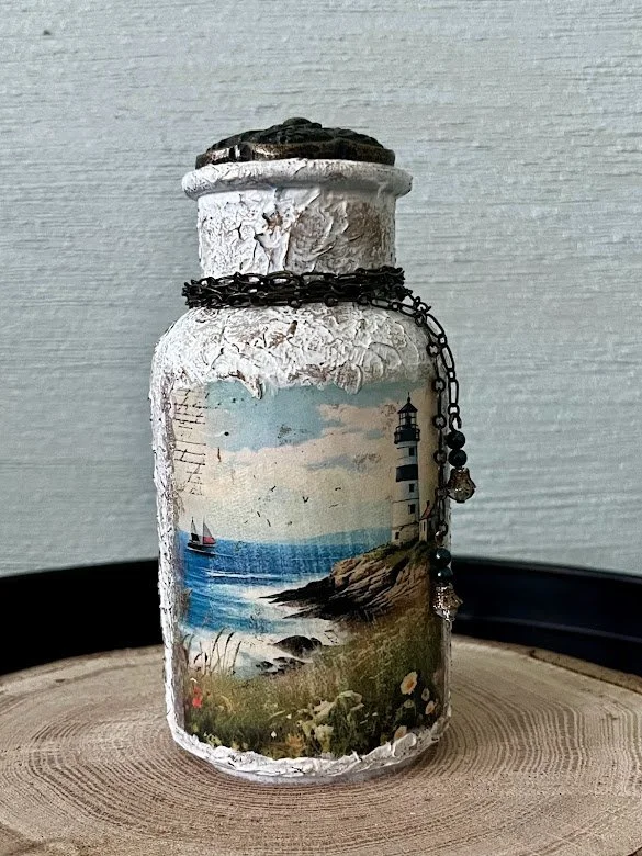 Decorated Bottle - Lighthouse/Beach