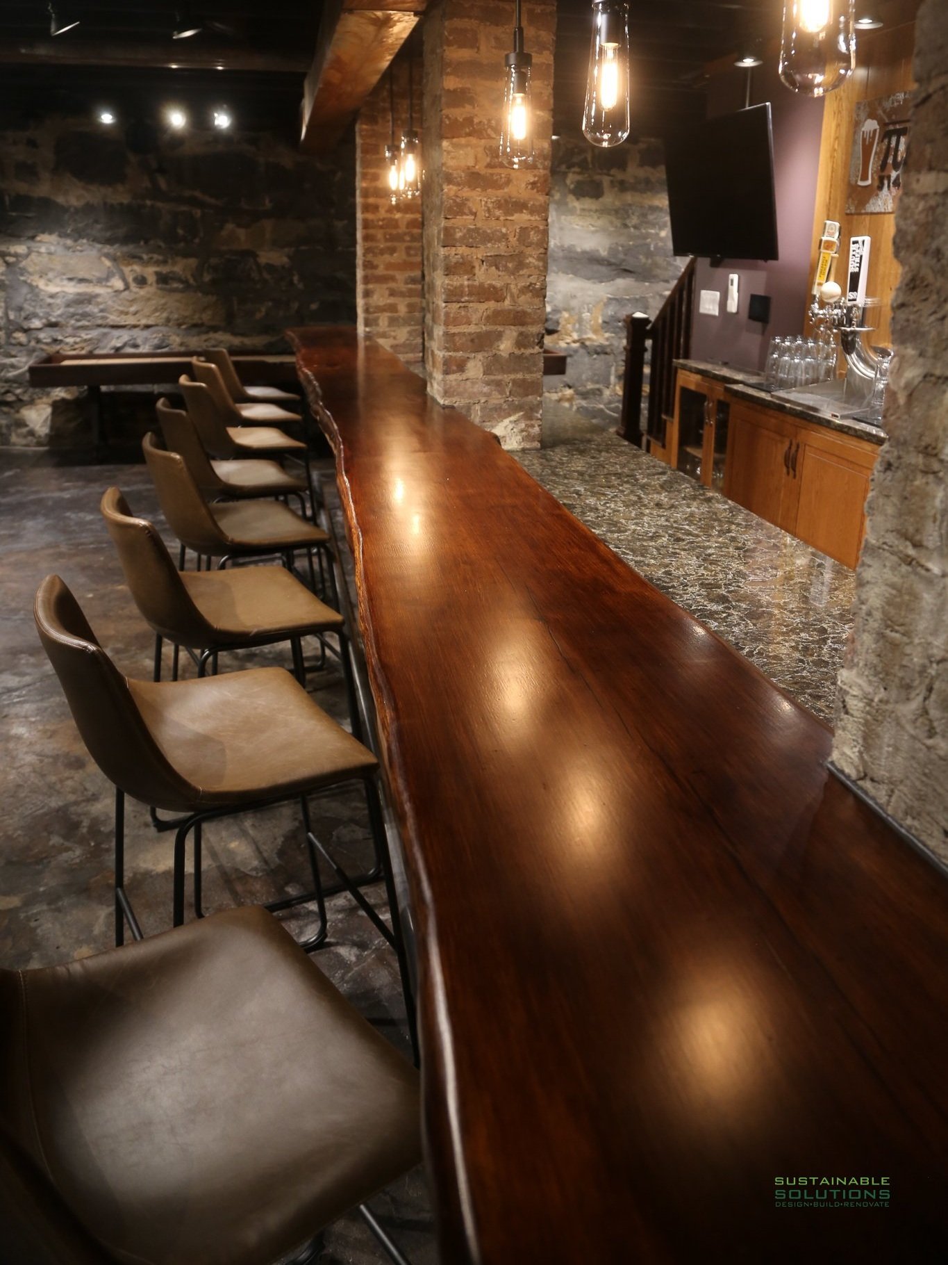 Custom Basement Bar with Sustainable Solutions of Virginia
