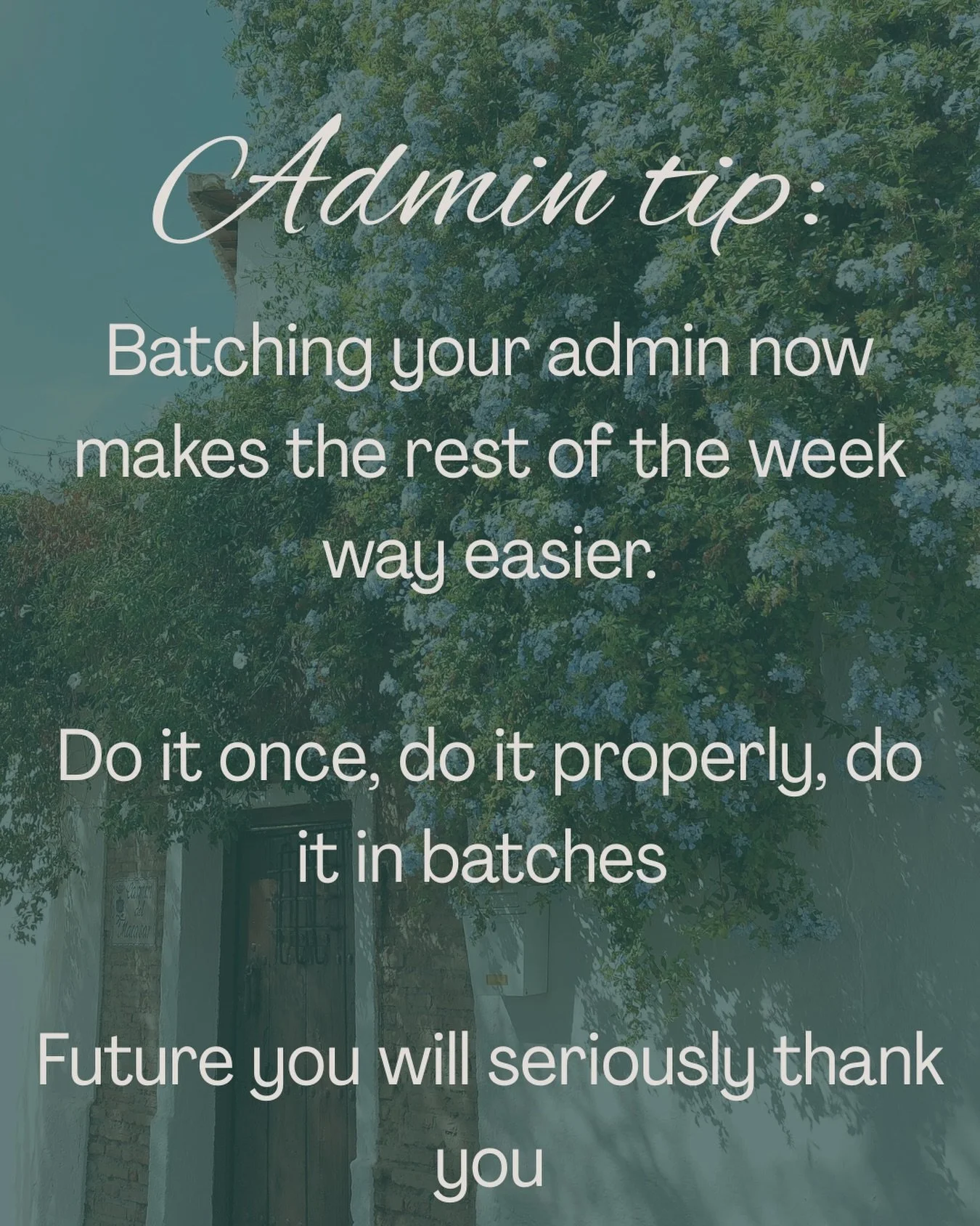 A little reminder for my clinicians and practice owners who are juggling all the things 

Batching your admin might feel like a small change but wow does it make your whole week feel lighter.
One focused block &gt; five tiny bursts of chaos.

Your no