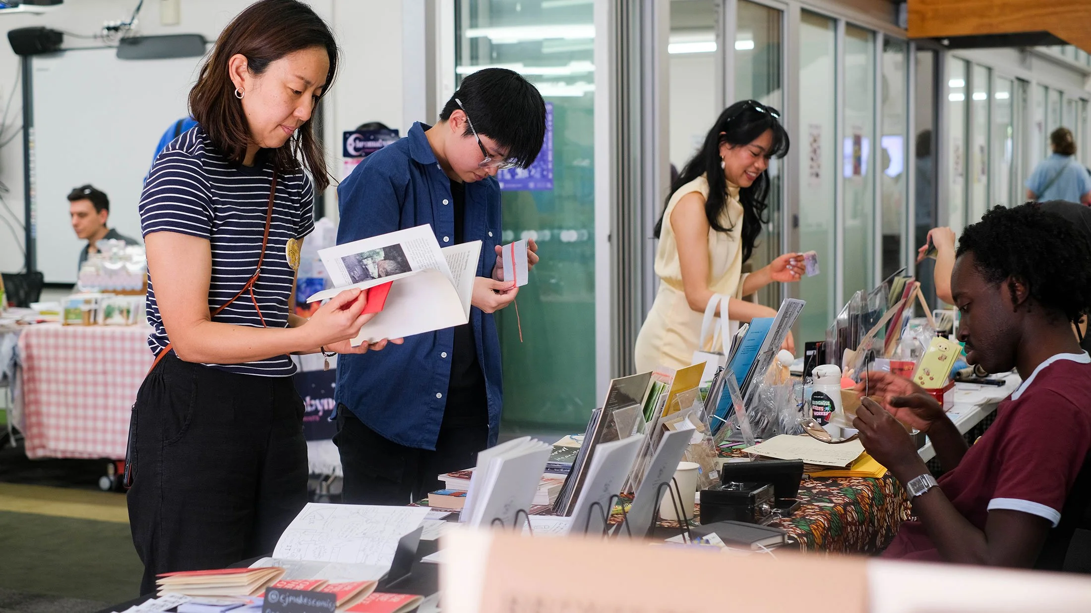 Michi (Uguisu Books) & CJ (ZineMap) at the Parramatta Zine Fair 2026.