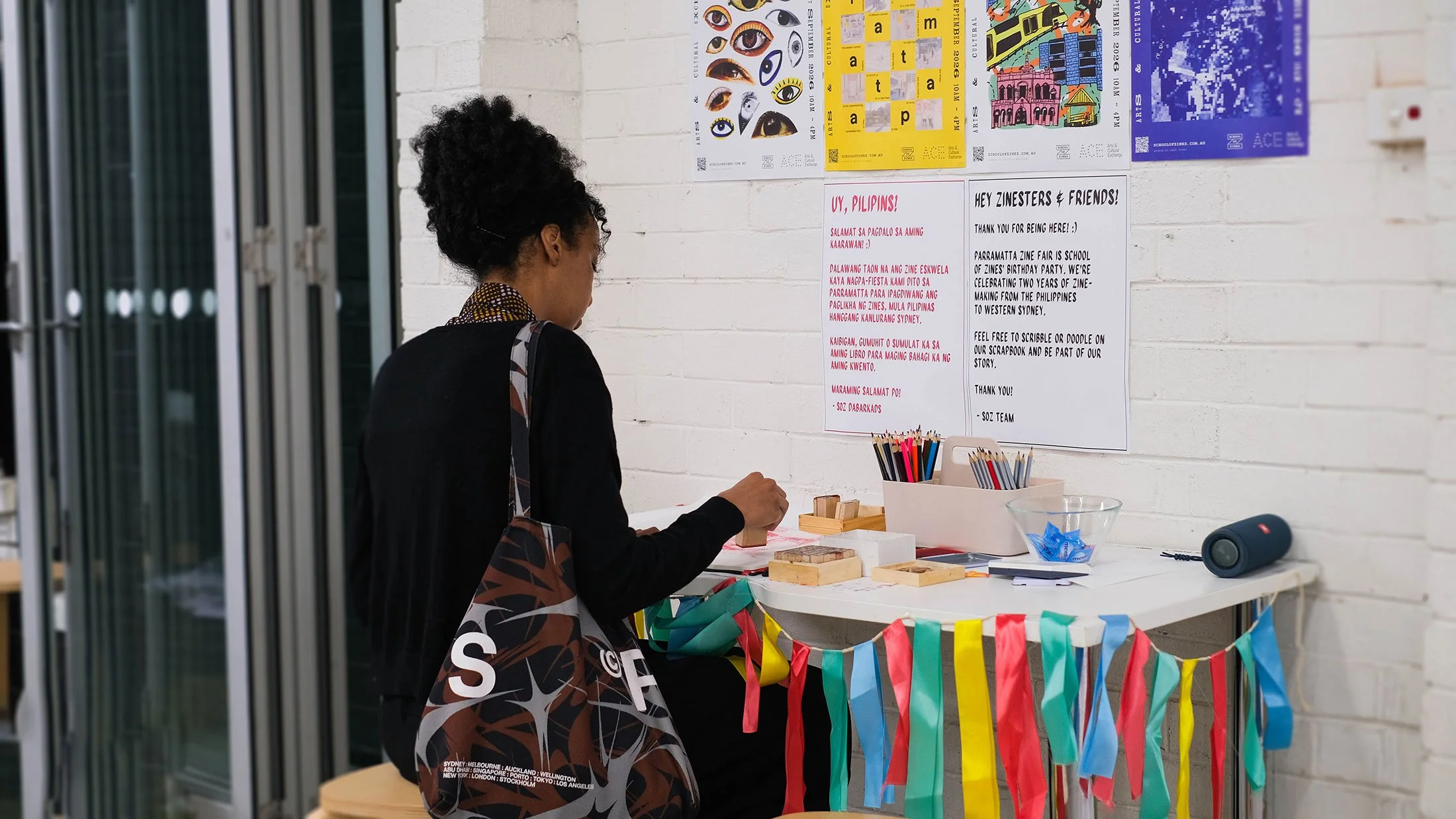 School of Zines guestbook table.