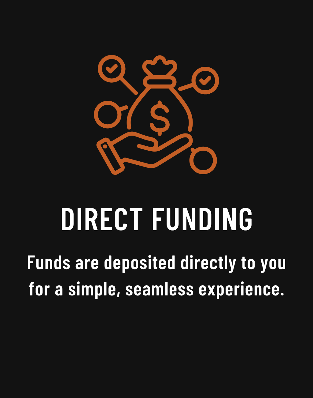 B&J Metal Buildings financing graphic promoting direct funding options with funds deposited directly to customers for metal building and barndominium projects.