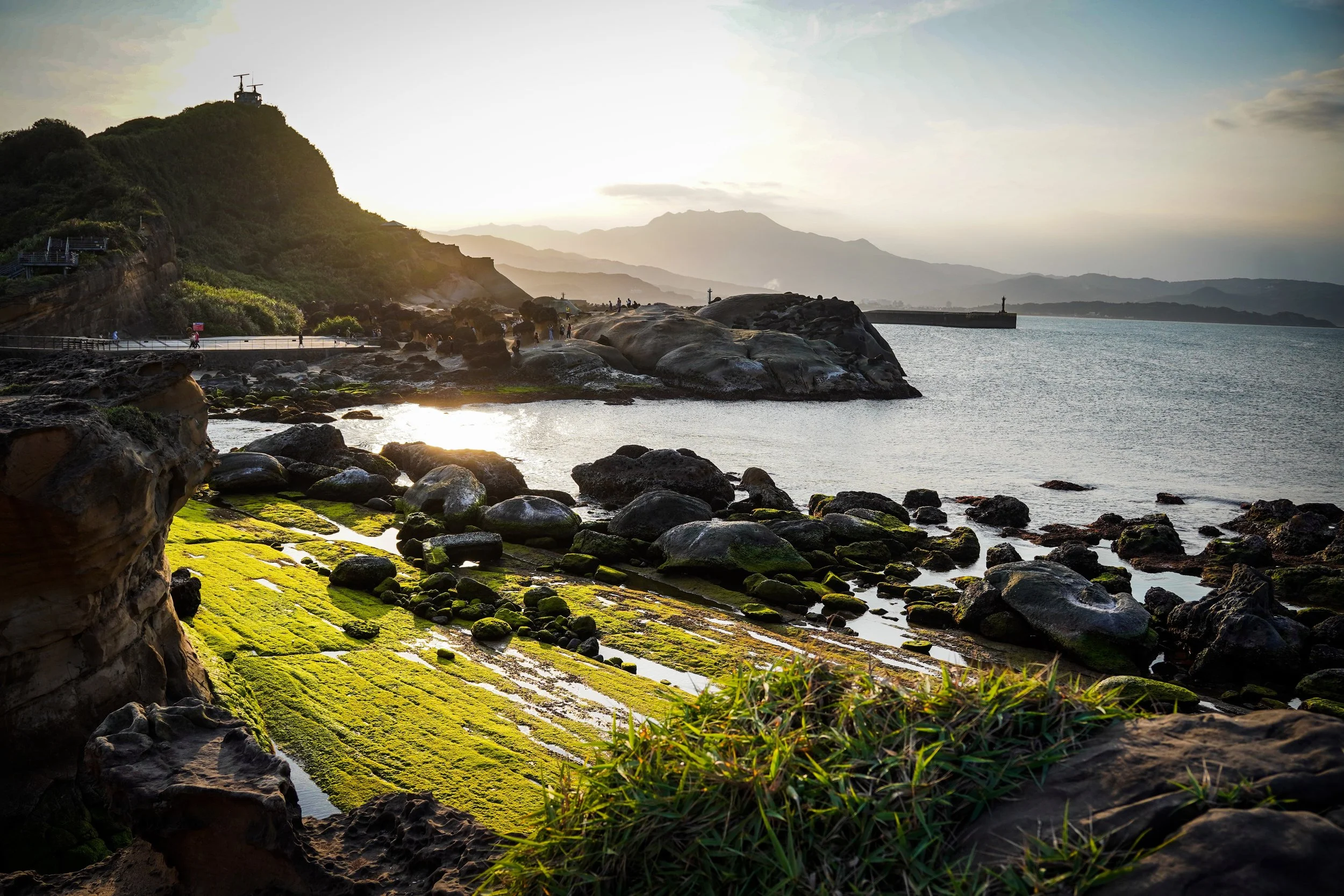 Beautiful sunset  at Yehliu Geopark, Taipei