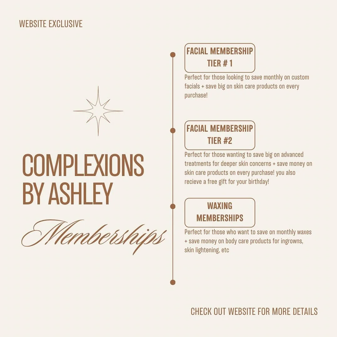 INTRODUCING MONTHLY MEMBERSHIPS! 

PERFECT for those who want to save $$$ on monthly services like facials, advanced skin treatments, waxing &amp; skin care products 🙂&zwj;&harr;️

What a better way to give back &amp; reward my clients who are loyal