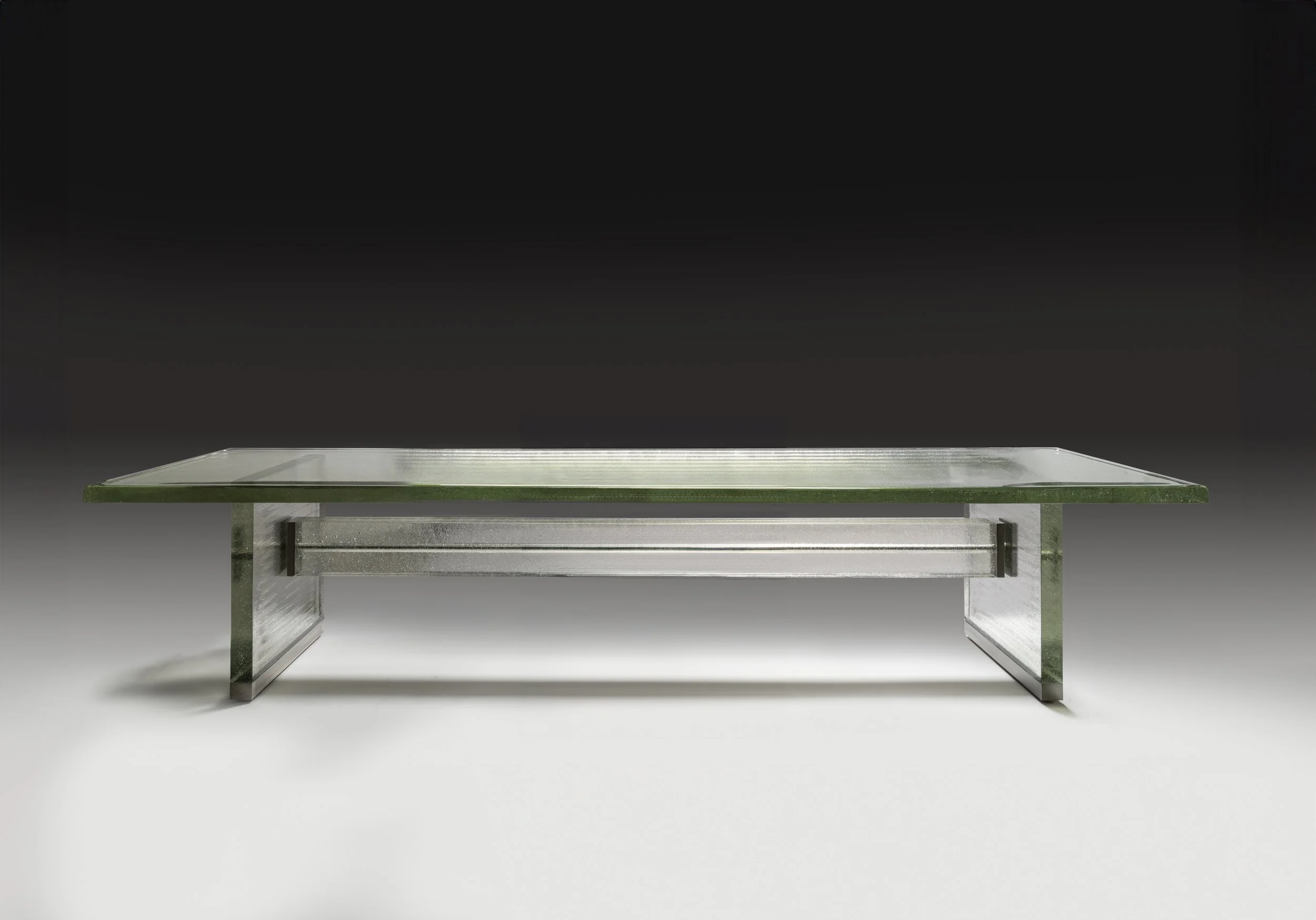 EDITH DINING TABLE- Cast Glass and Stainless Steel