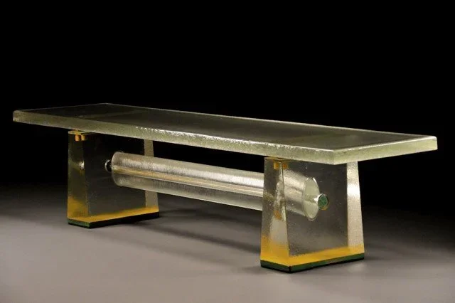 MARIGOLD BENCH - Cast Glass & Bronze