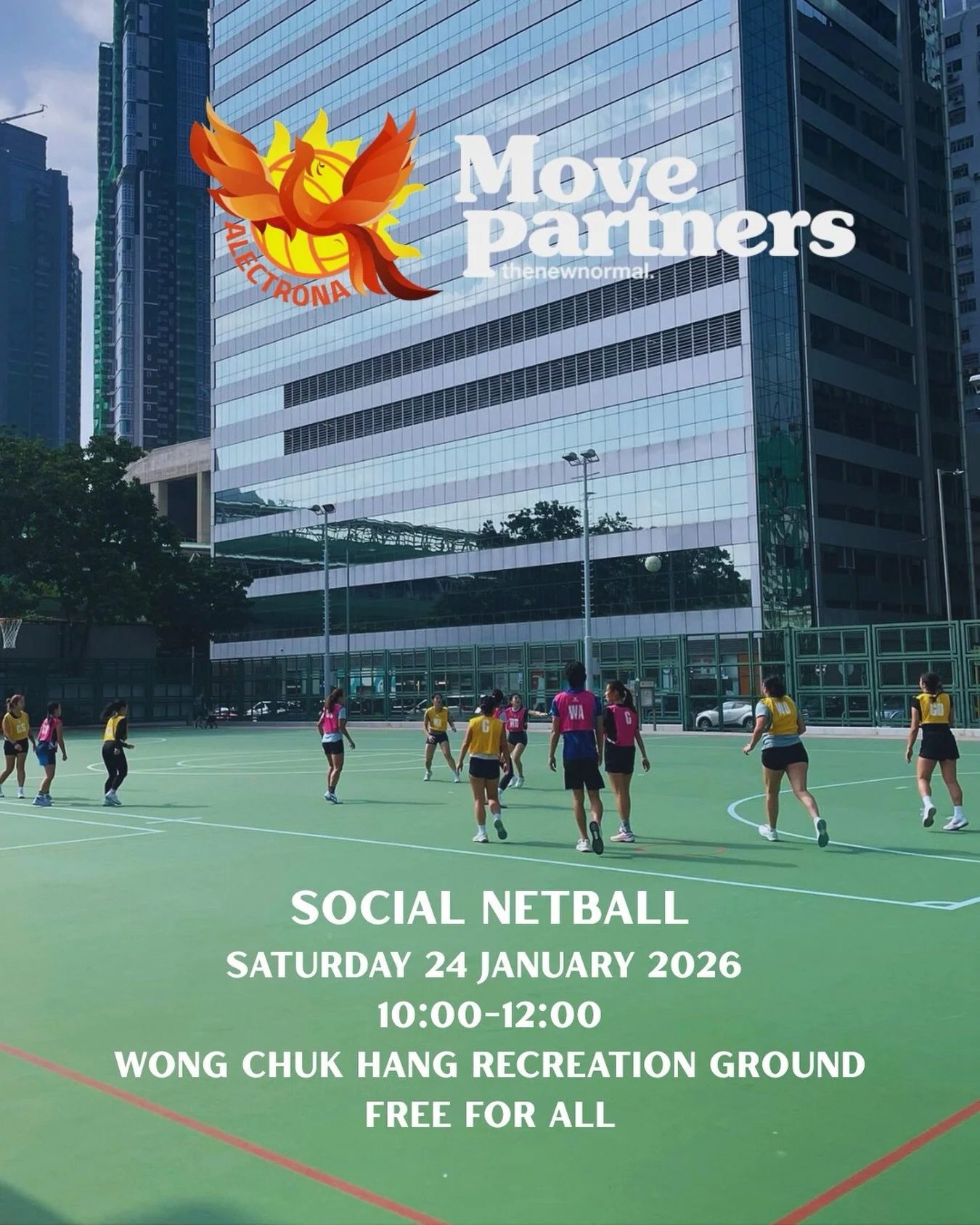 Lace up, meet new and familiar faces, and join us for Social Netball this Saturday at Wong Chuk Hang! Co-organised by Alectrona @alectrona.sports 
All levels are welcome and free for all. Just show up and enjoy😎🏐

今個星期六，我哋同 Alectrona @alectrona.spo