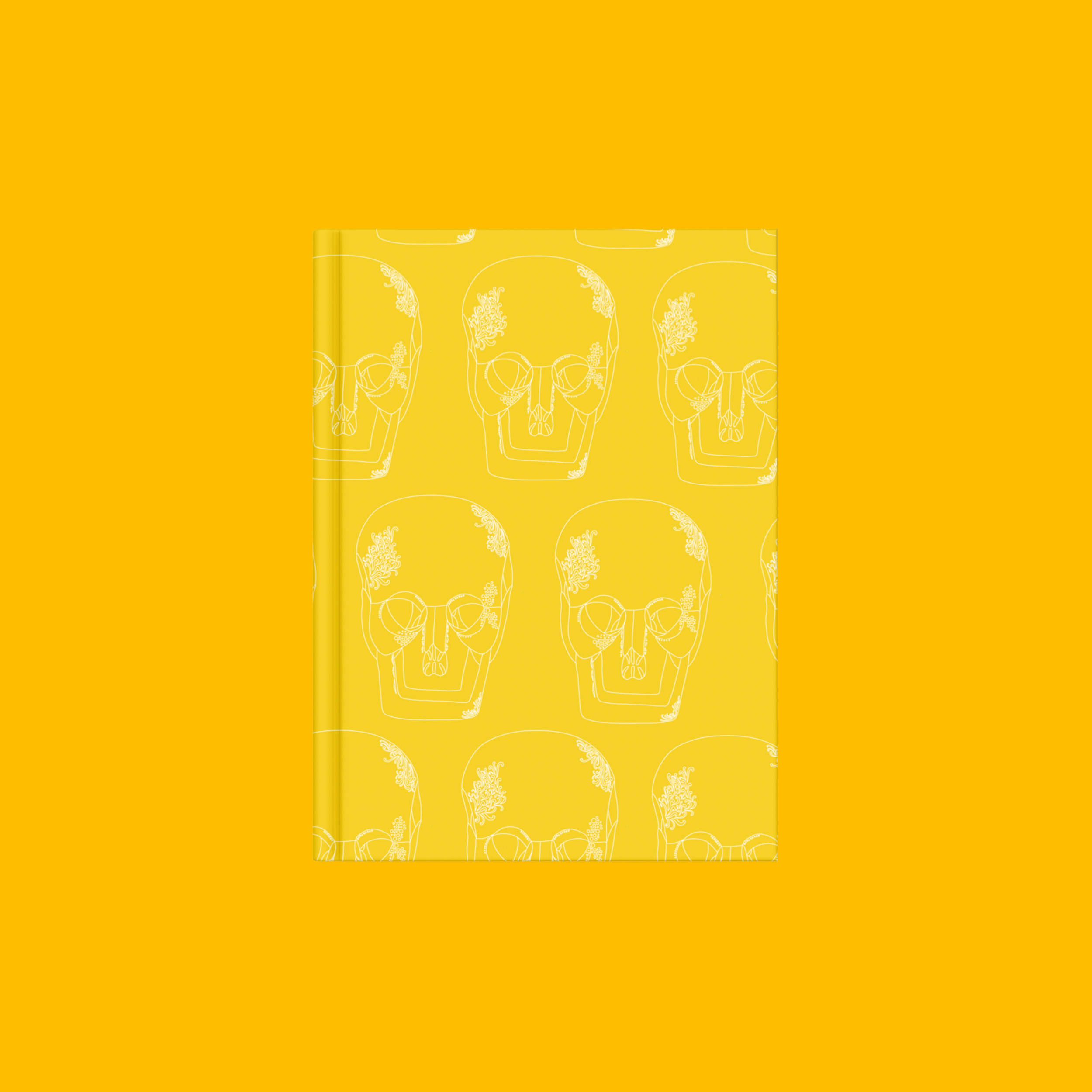 A5 notebook with yellow anatomical skull design, perfect for medical students, nursing students, and radiography students.
