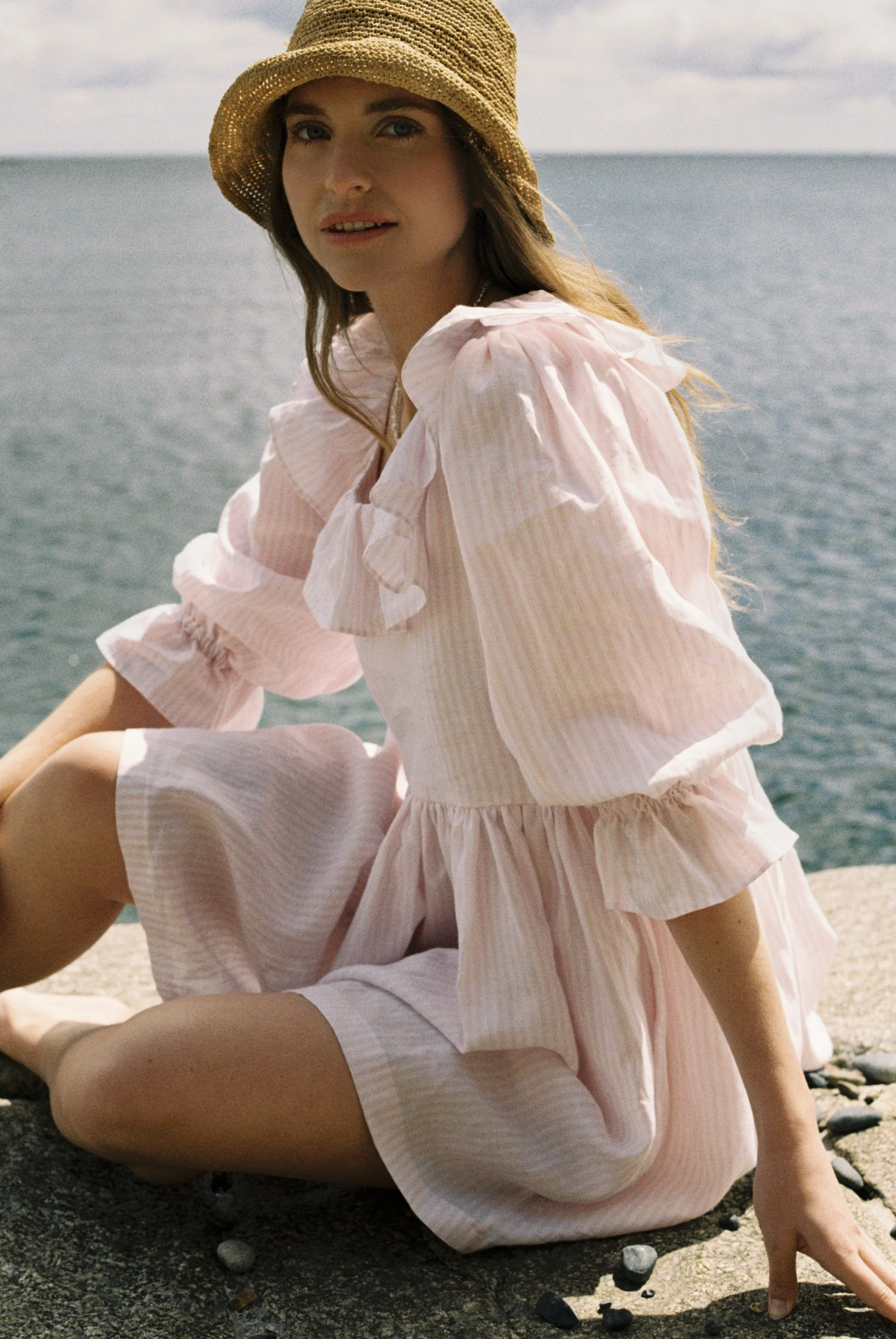 Penny Mini in Pink & White Stripe Linen