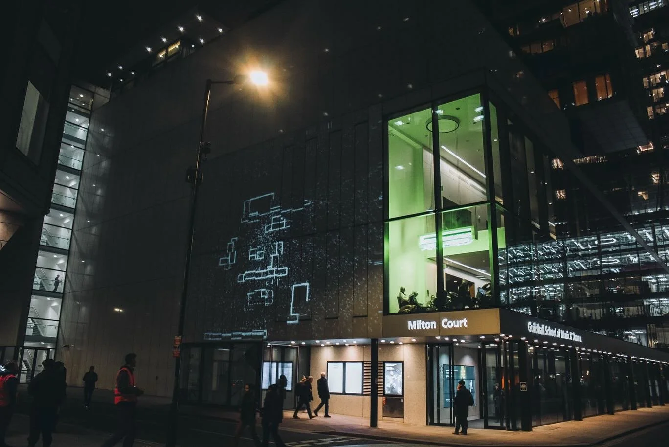 MOVE
Video Mapping Project
Location: Milton Court Box Office
Date: 13th February 2025

Photography: @owen.george.kelly @owen04.jpg 
Video Design: @mab3l.nsh