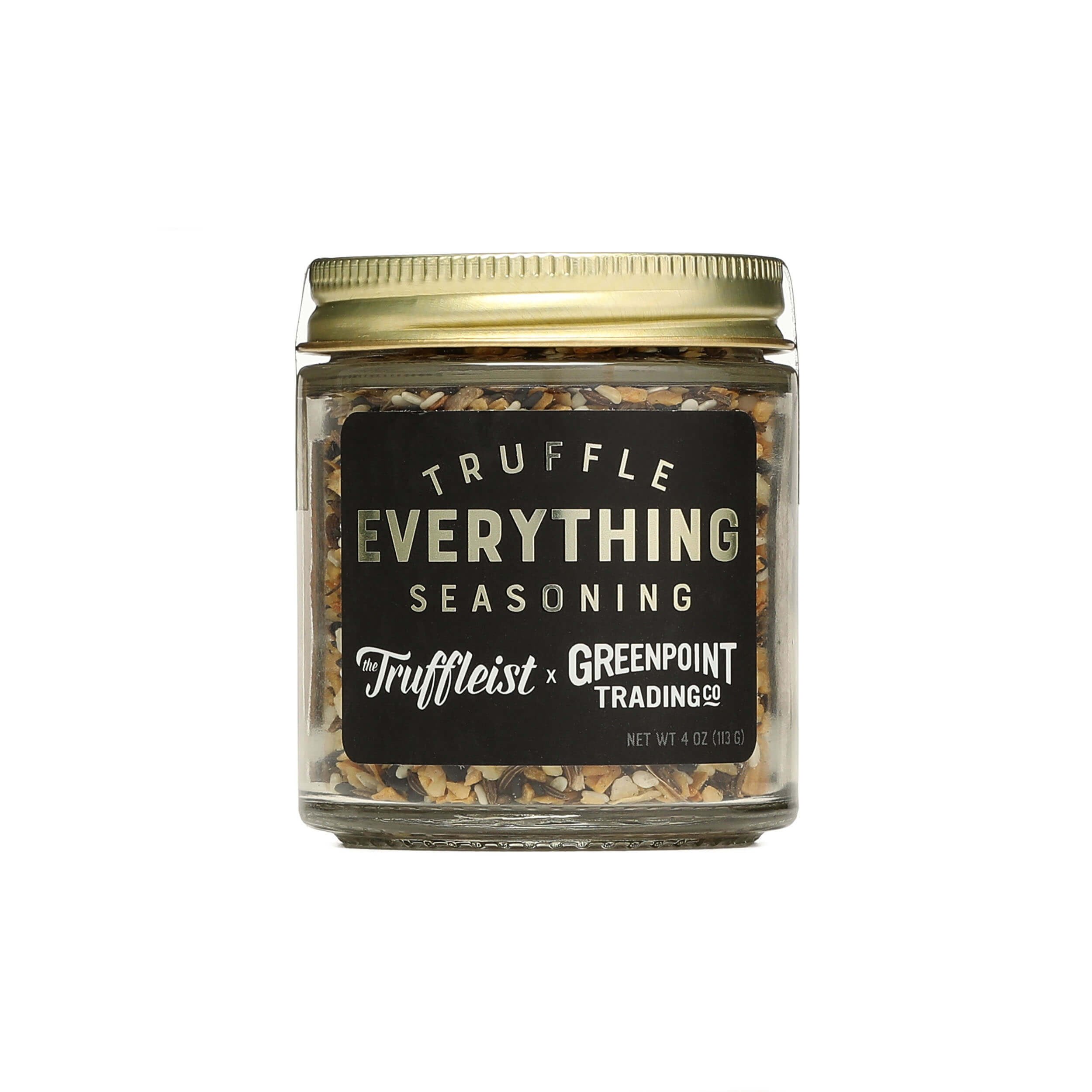 eCommerce product photography of truffle everything seasoning jar on white background