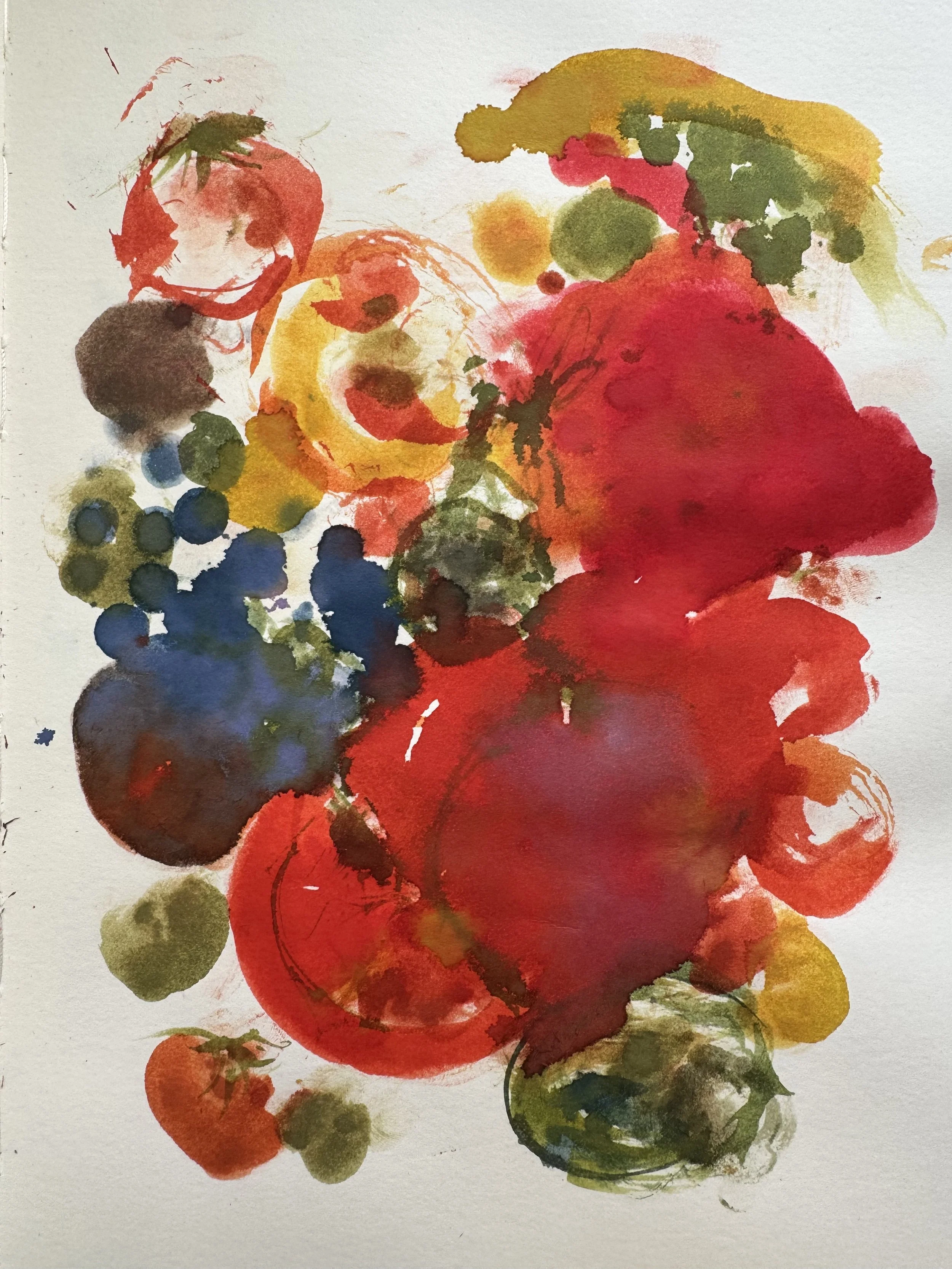 Fruits and Vegetables in water color