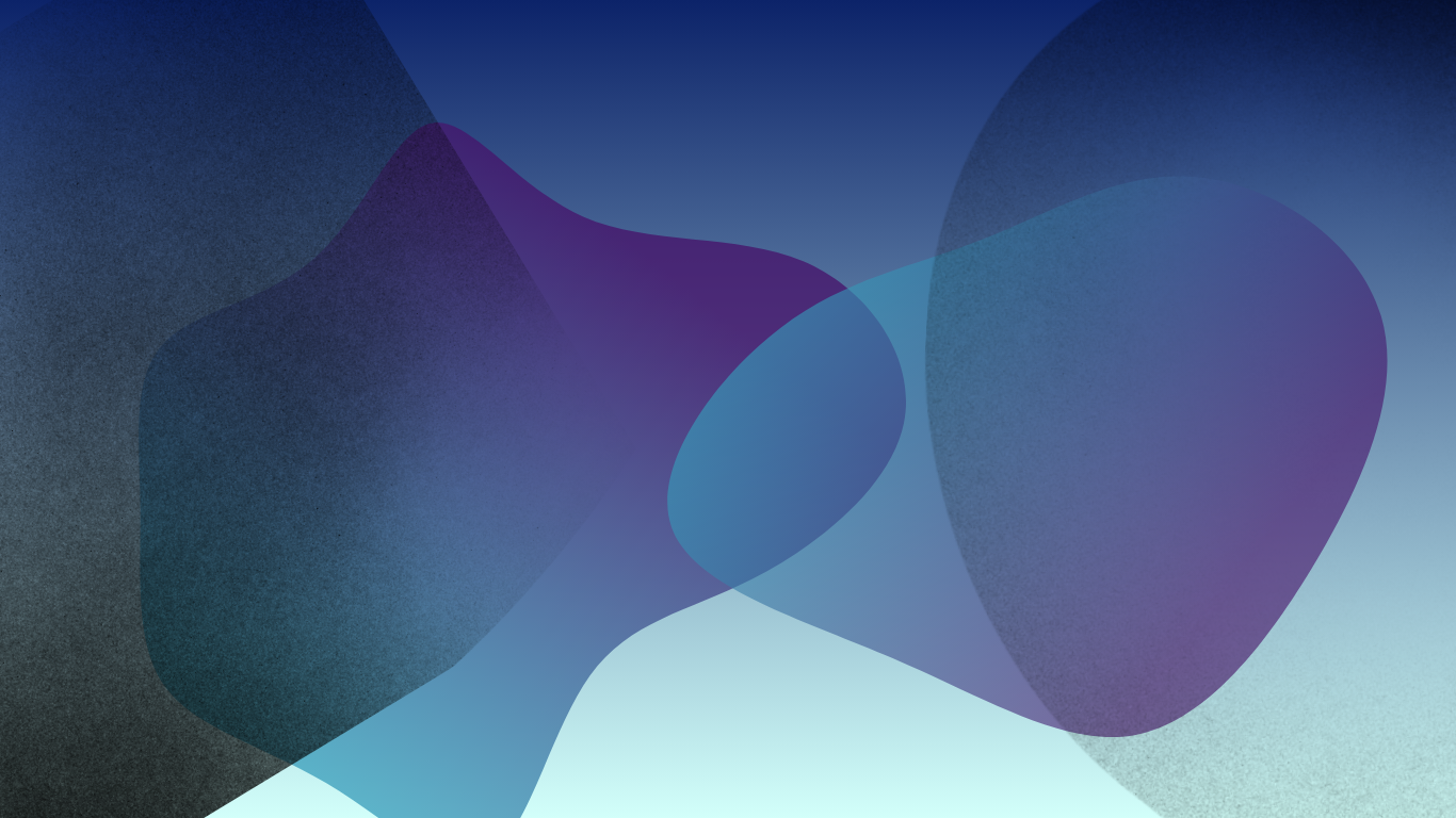 Abstract background with overlapping semi-transparent shapes in shades of blue, purple, and black.