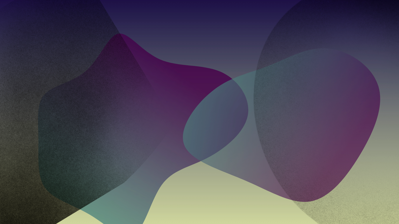 Abstract digital artwork with dark purple, green, and yellow shapes and gradients.