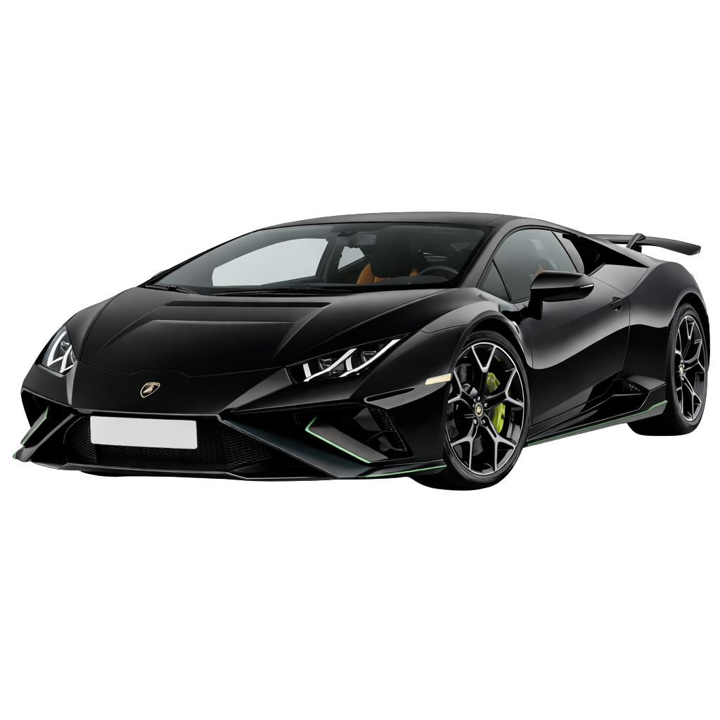 Black Lamborghini sports car with red brake calipers, viewed from the side.