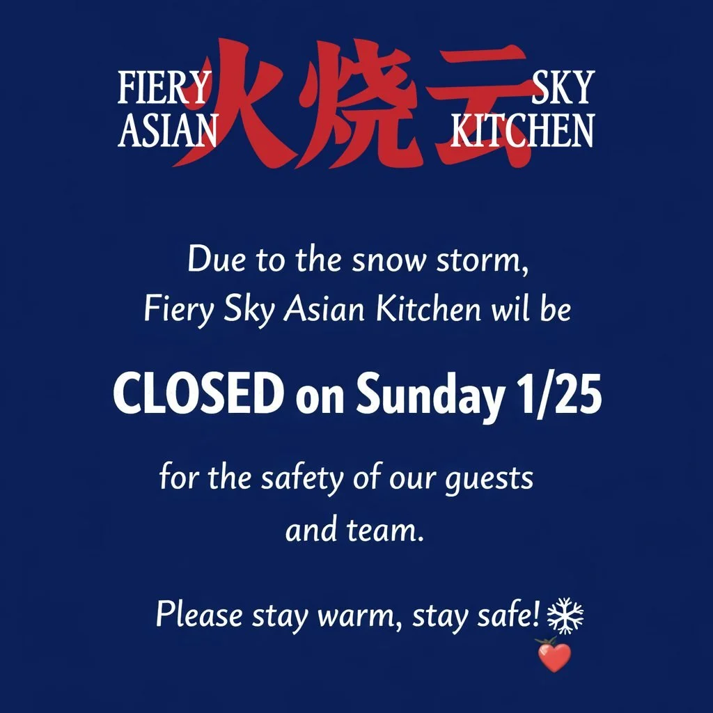Due to the snow storm, we will be 
CLOSED on Sunday 1/25 for the safety of our guests and team.

Please stay warm, stay safe!❄️❤️