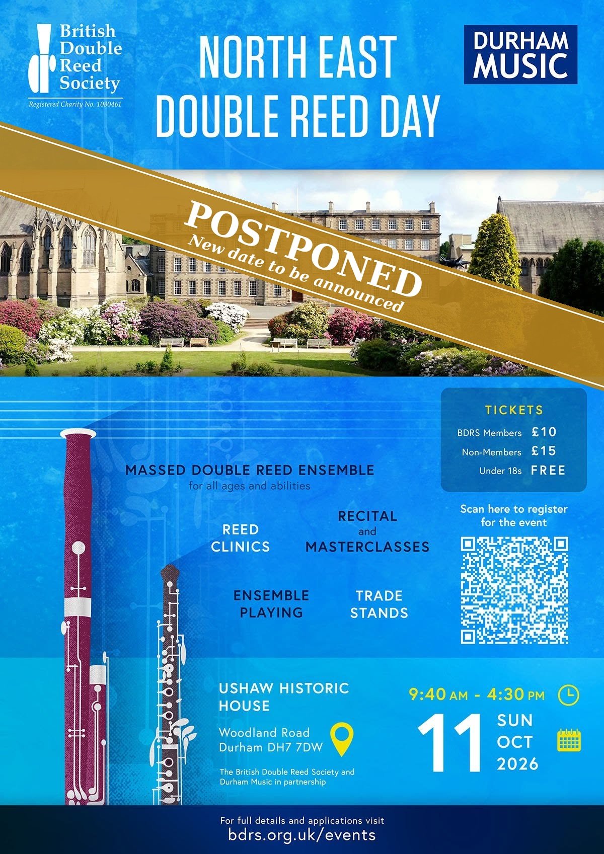 BDRS/Durham North East Double Reed Day – Postponed