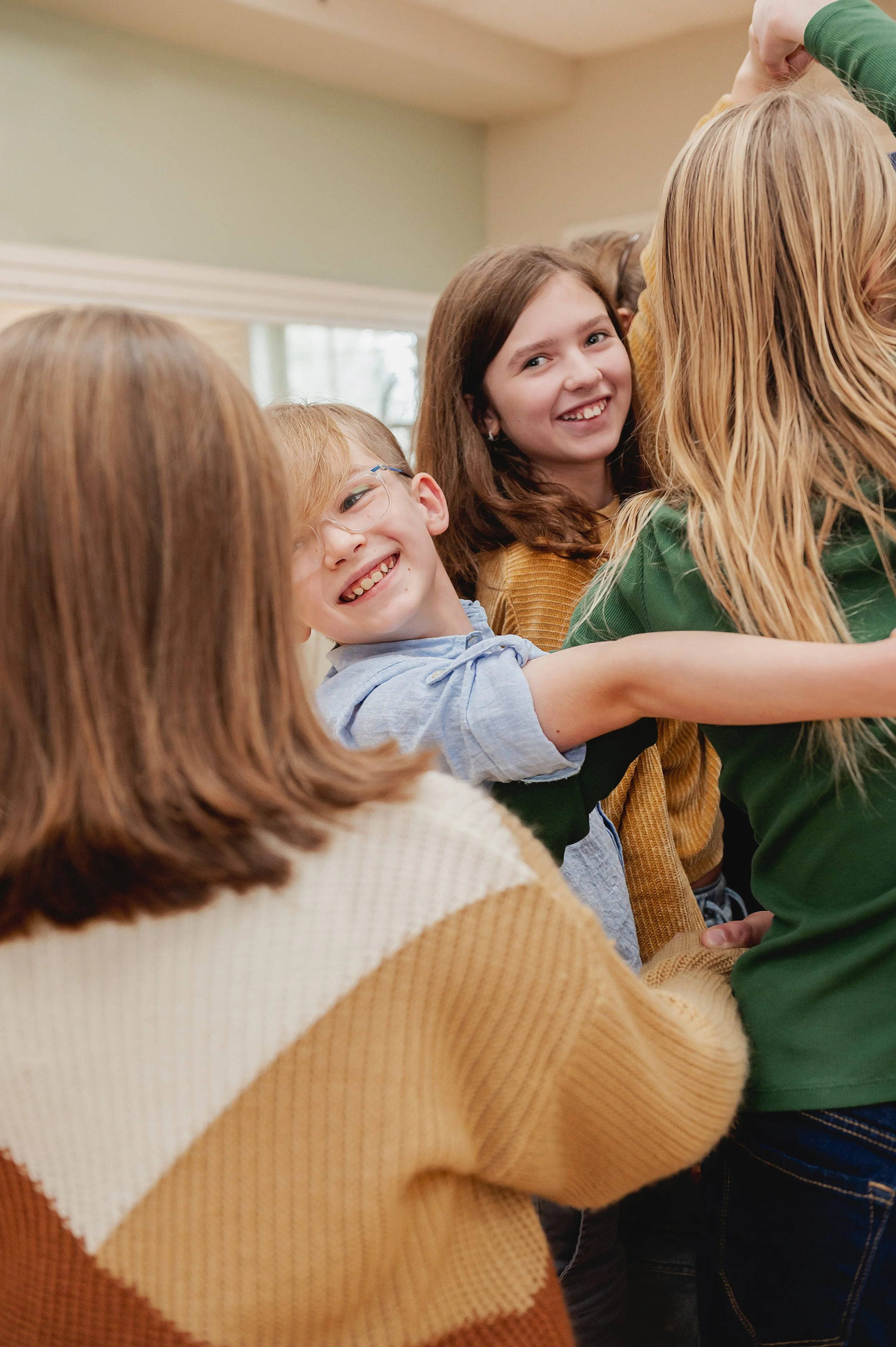 Child smiling during theatre class