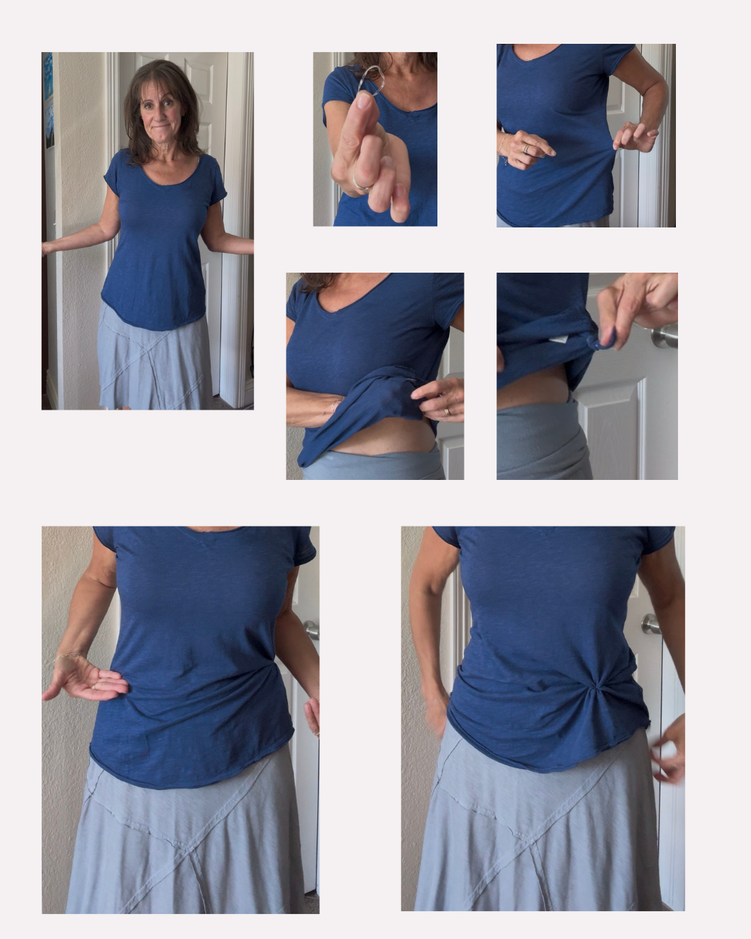 plain white t-shirt with a skirt, before gathering