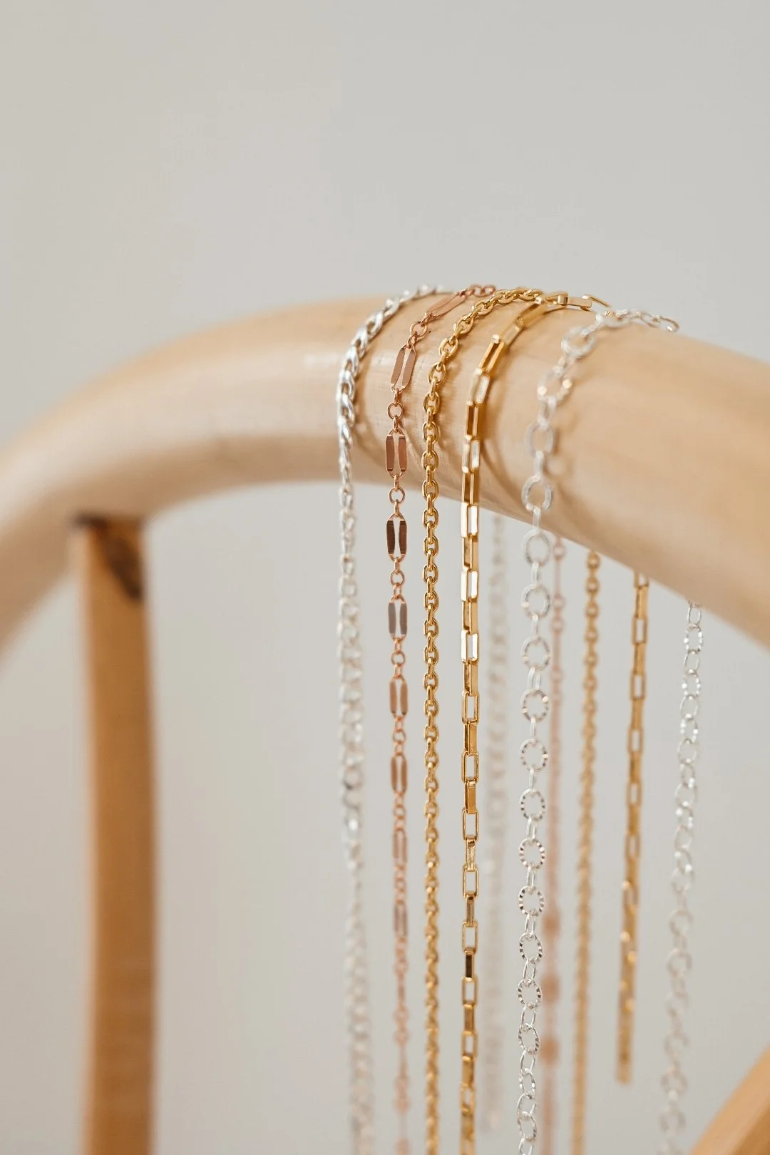 Gold and silver permanent jewelry chains by MIKU Jewelry in Frederick, MD