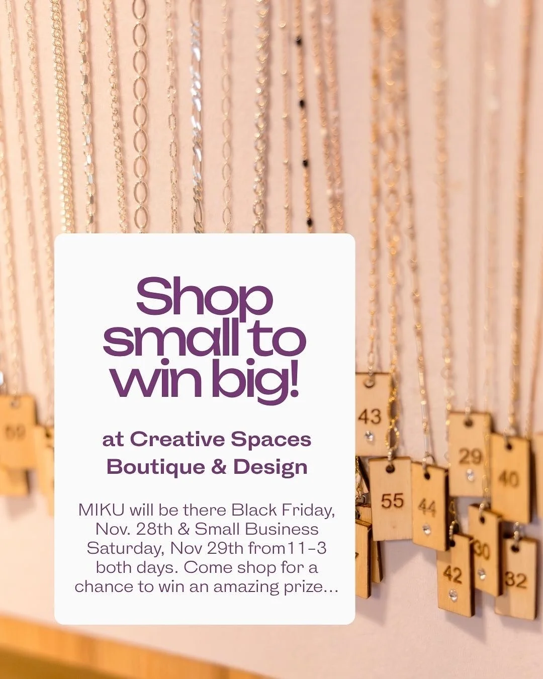 If you&rsquo;re making gift lists &amp; planning your shopping, don&rsquo;t forget to add Black Friday and Small Business Saturday at @creativespacesurbana!💜 We&rsquo;ll be there 11&ndash;3 both days and there&rsquo;s a huge giveaway you won&rsquo;t