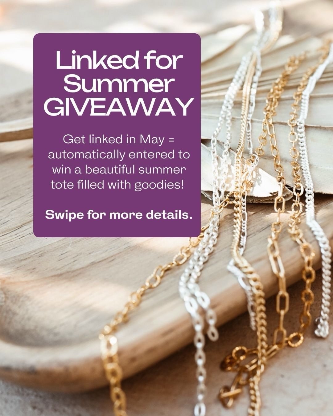 Something special is coming in May... 
⠀⠀⠀⠀⠀⠀⠀⠀⠀
Our Linked for Summer Giveaway!⛱️ Every person who gets linked at a May pop-up will be entered to win a packed summer tote! Swipe to see and for the details🤩💜
⠀⠀⠀⠀⠀⠀⠀⠀⠀
We put these together thoughtf